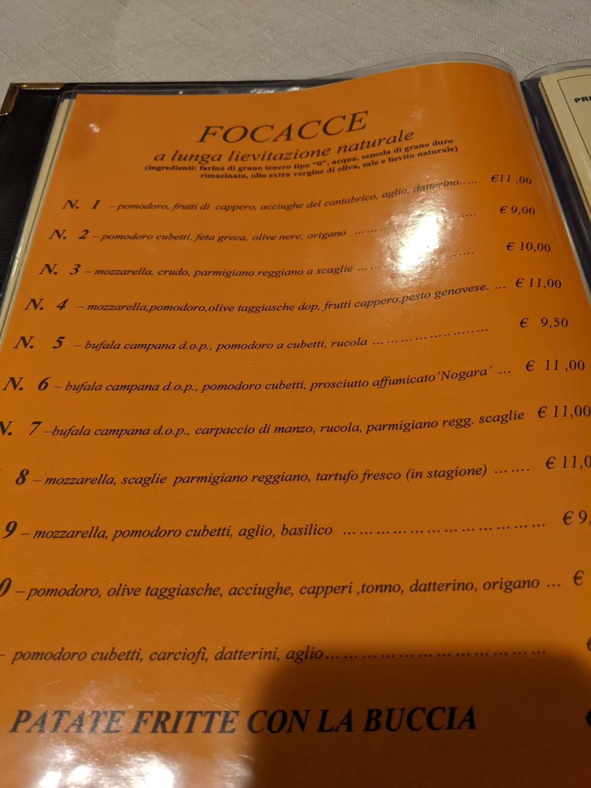 Menu di L'Orologio 