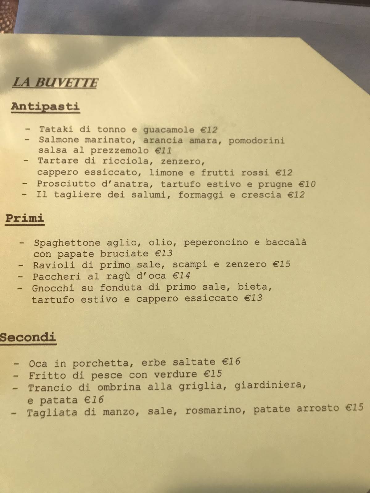 Menu di La Buvette- Cafe' Cucina e Bottega 