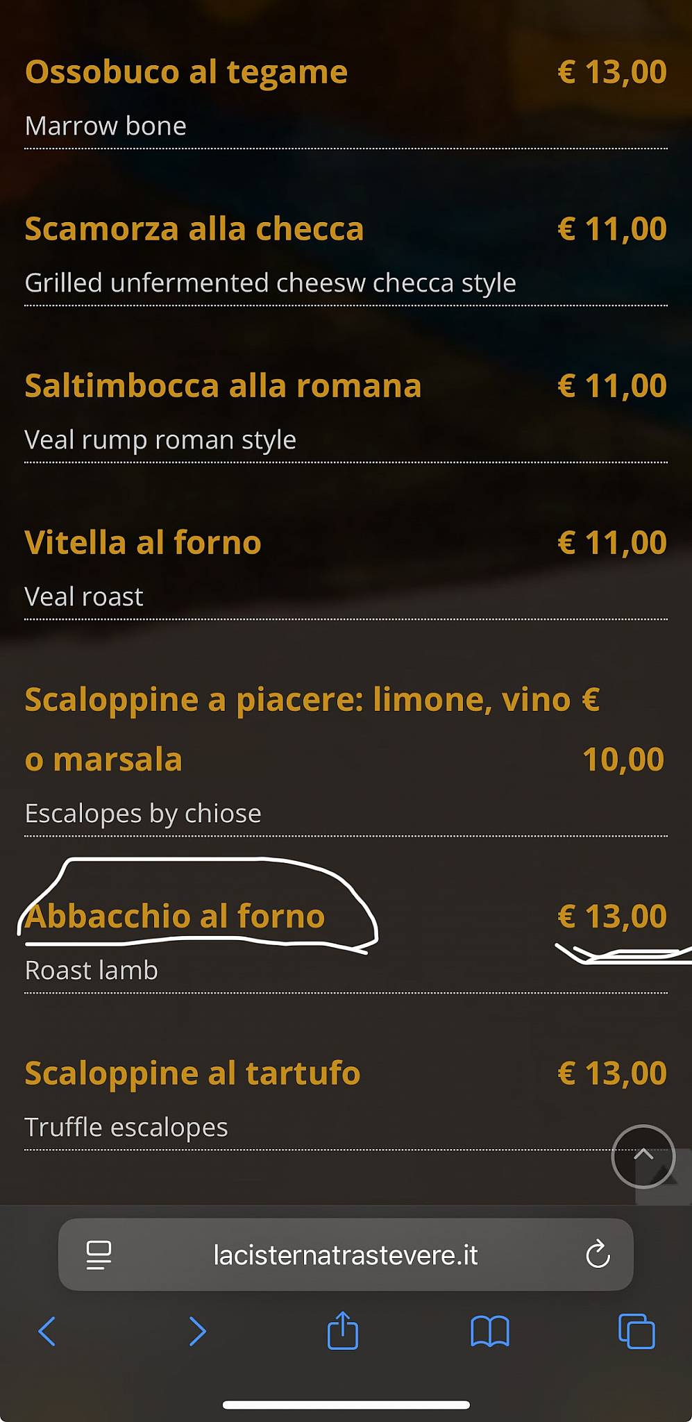 Menu di Trattoria Da Carlone 