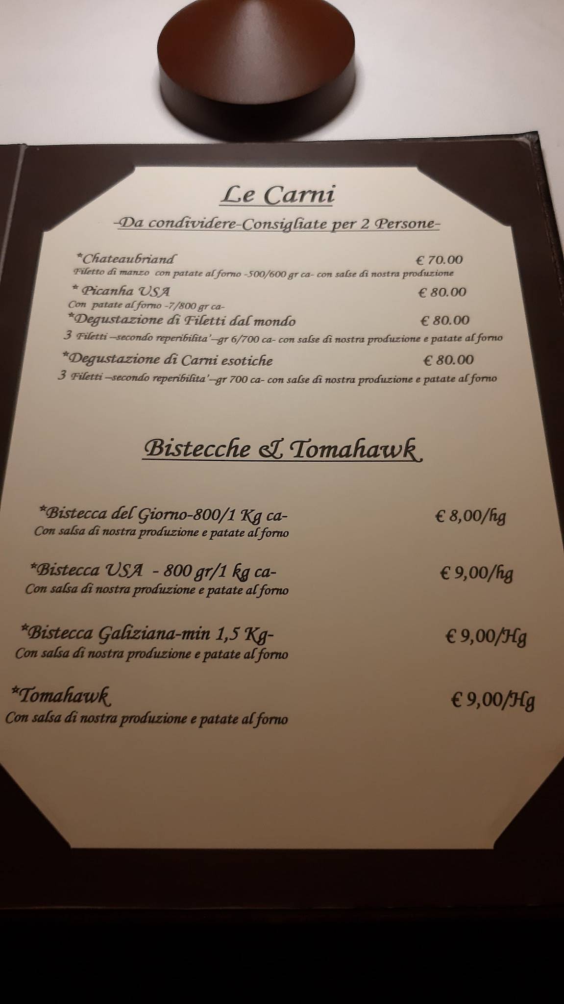 Menu di La Filetteria 1.0 