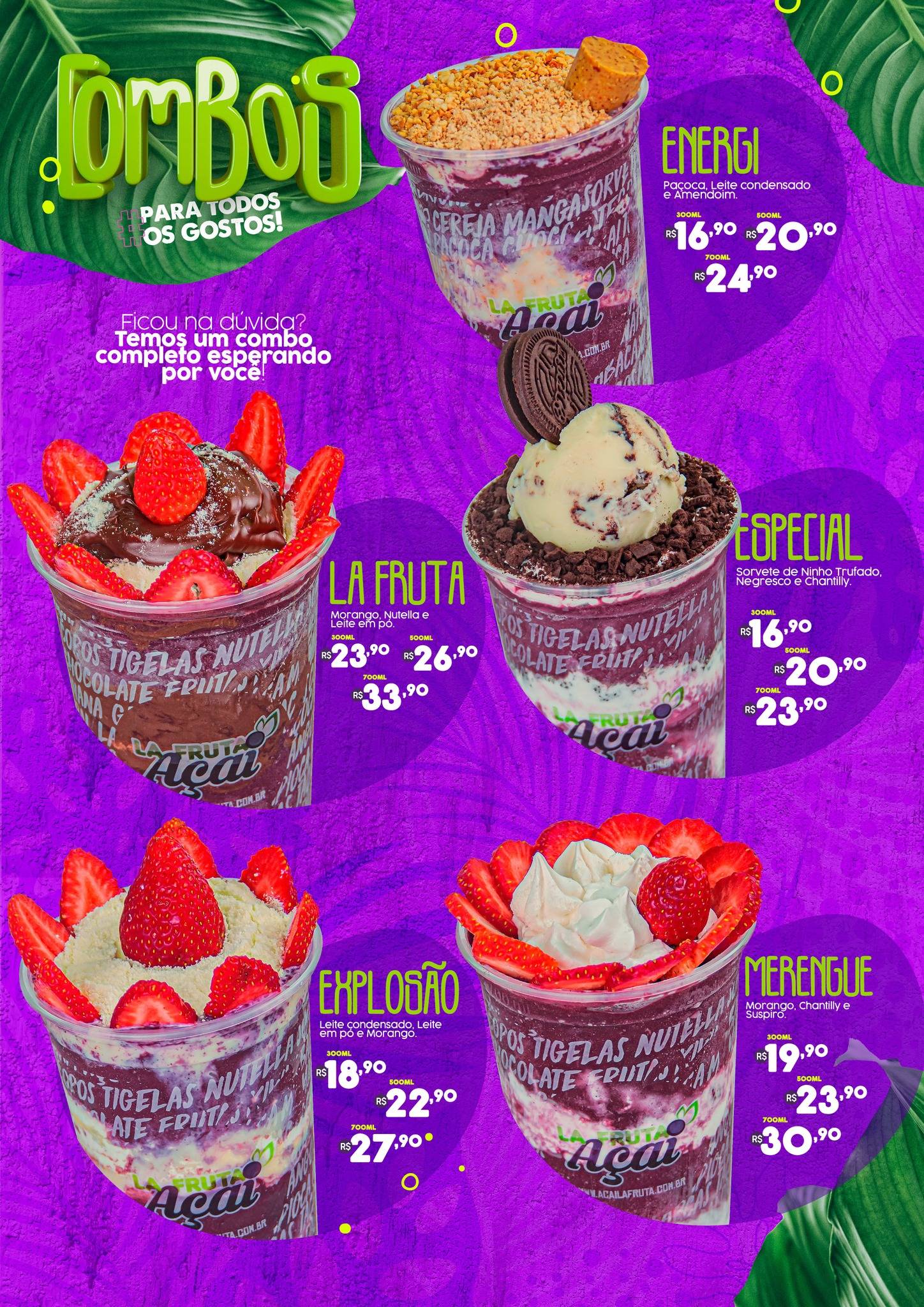 La Fruta Açaí Rio Verde cardápio