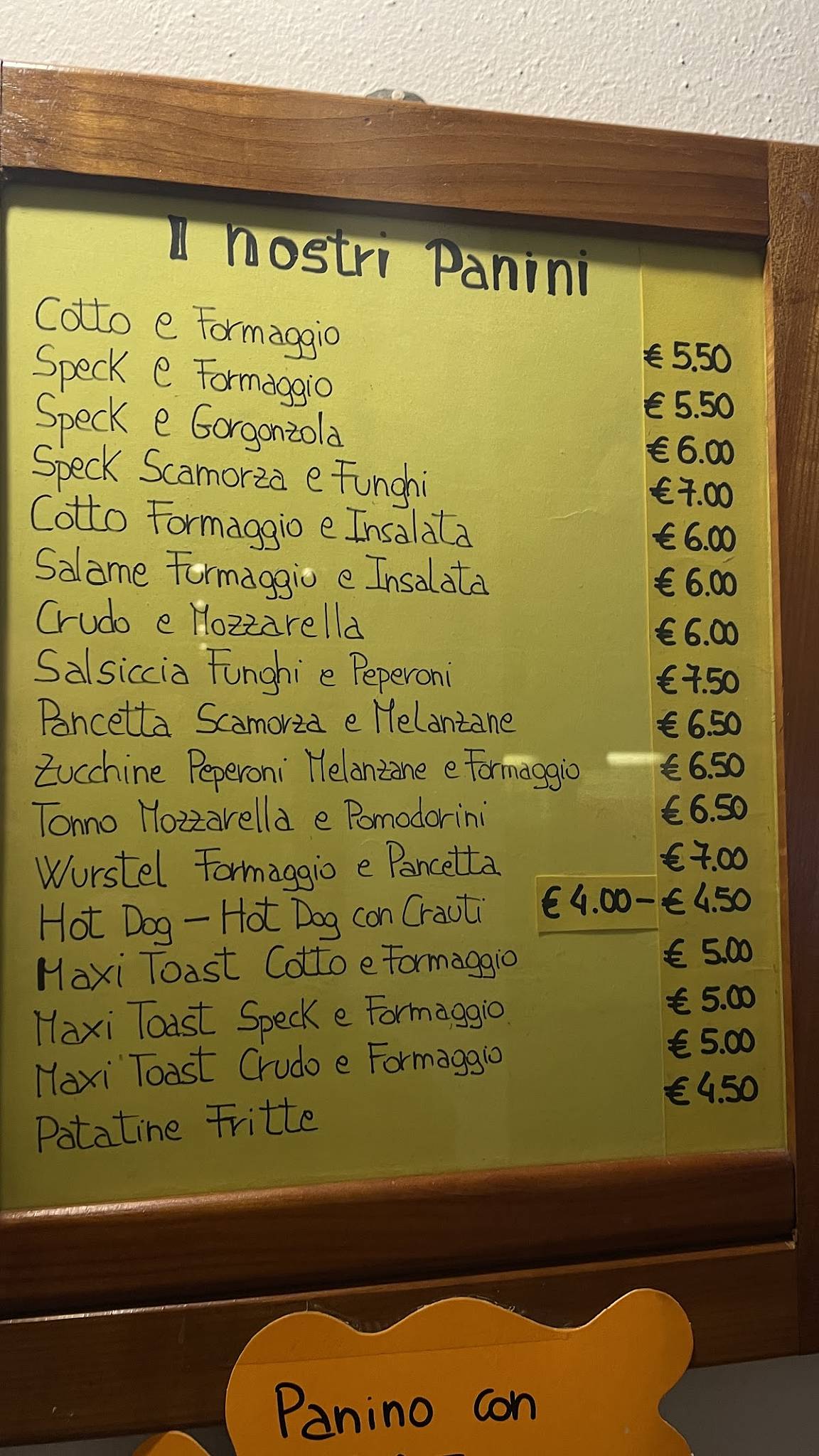 Menu di La Marenda 