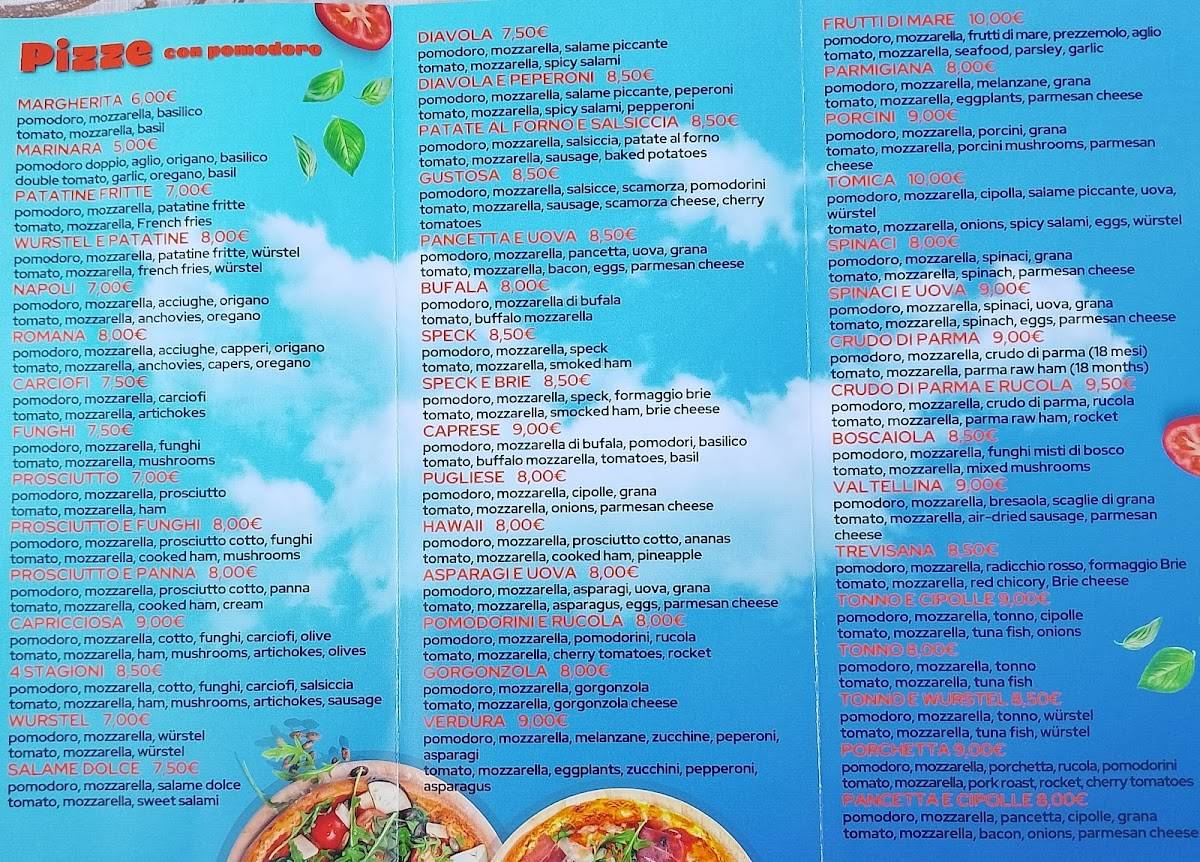 Menu di La Nuvola 