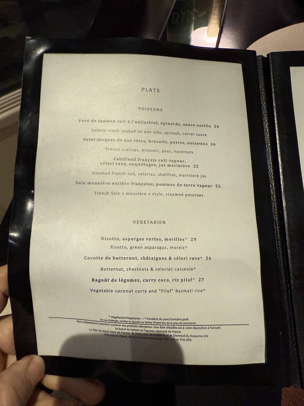 Menu de La Veranda