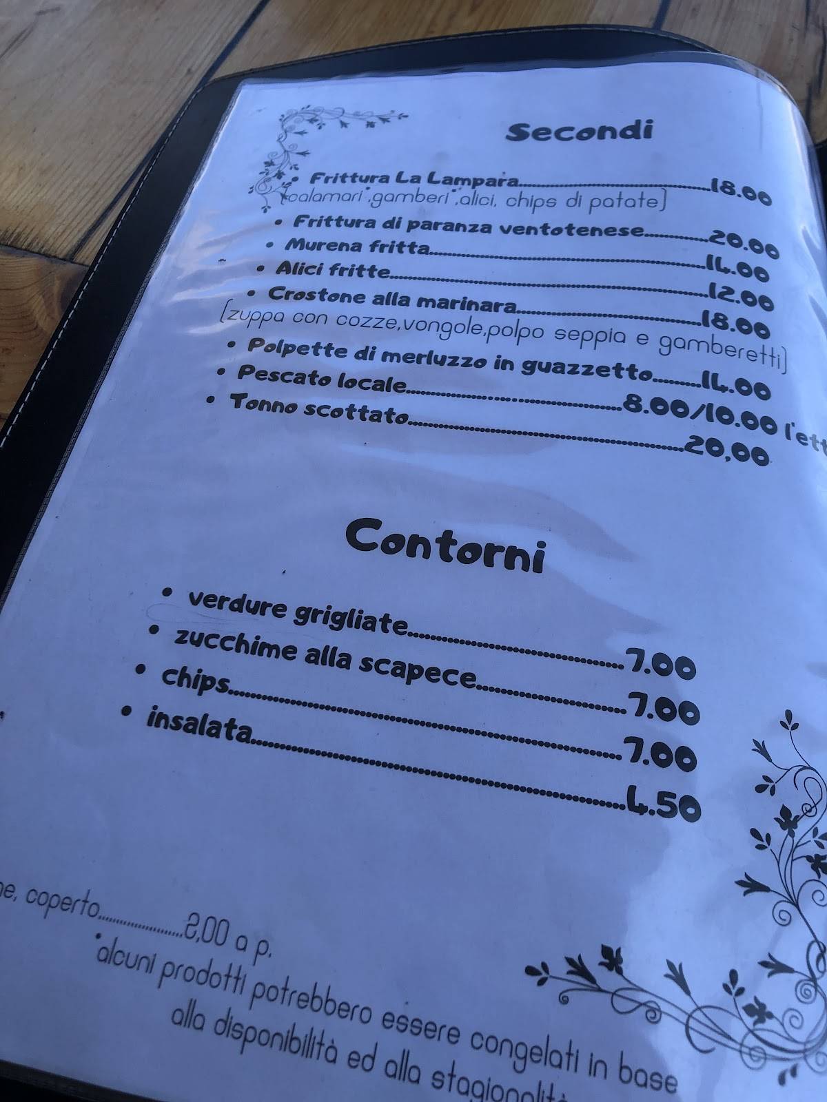 Menu di La lampara 