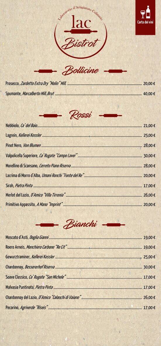 Menu di Lac Bistrot 