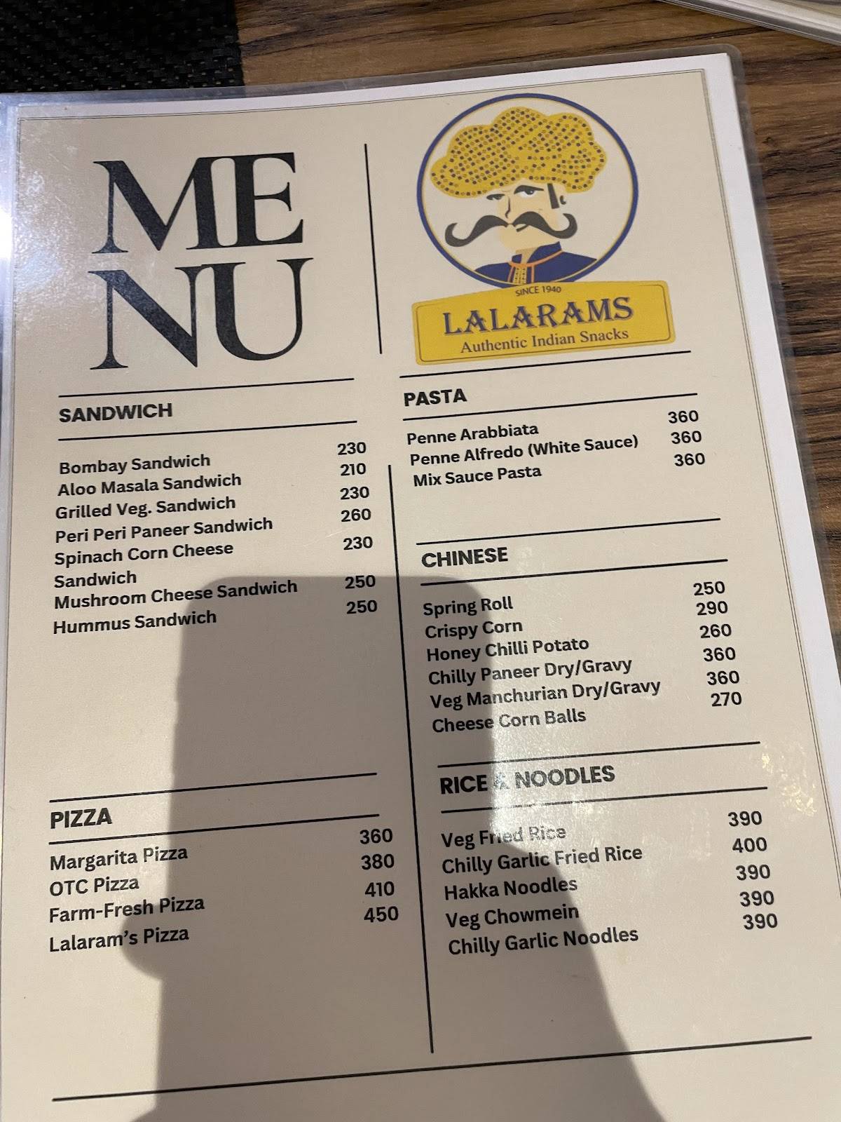 Lalaram's menu