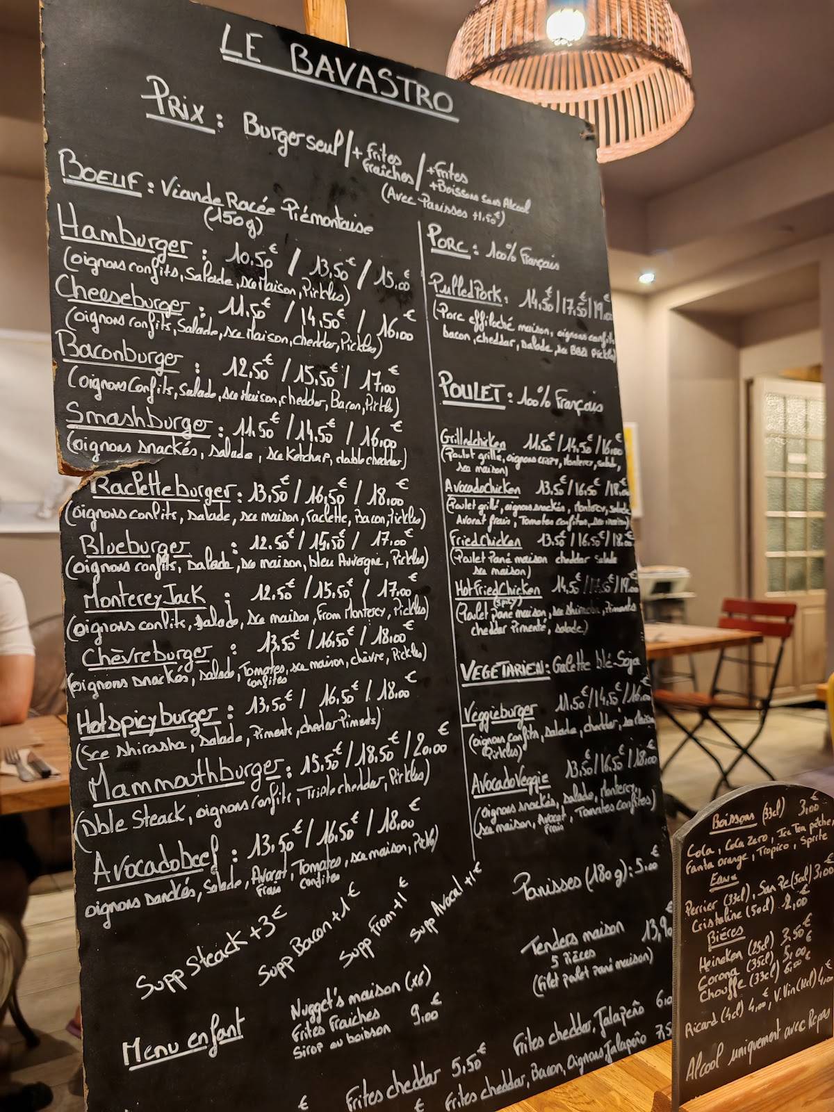 Menu de Le Bavastro Burger