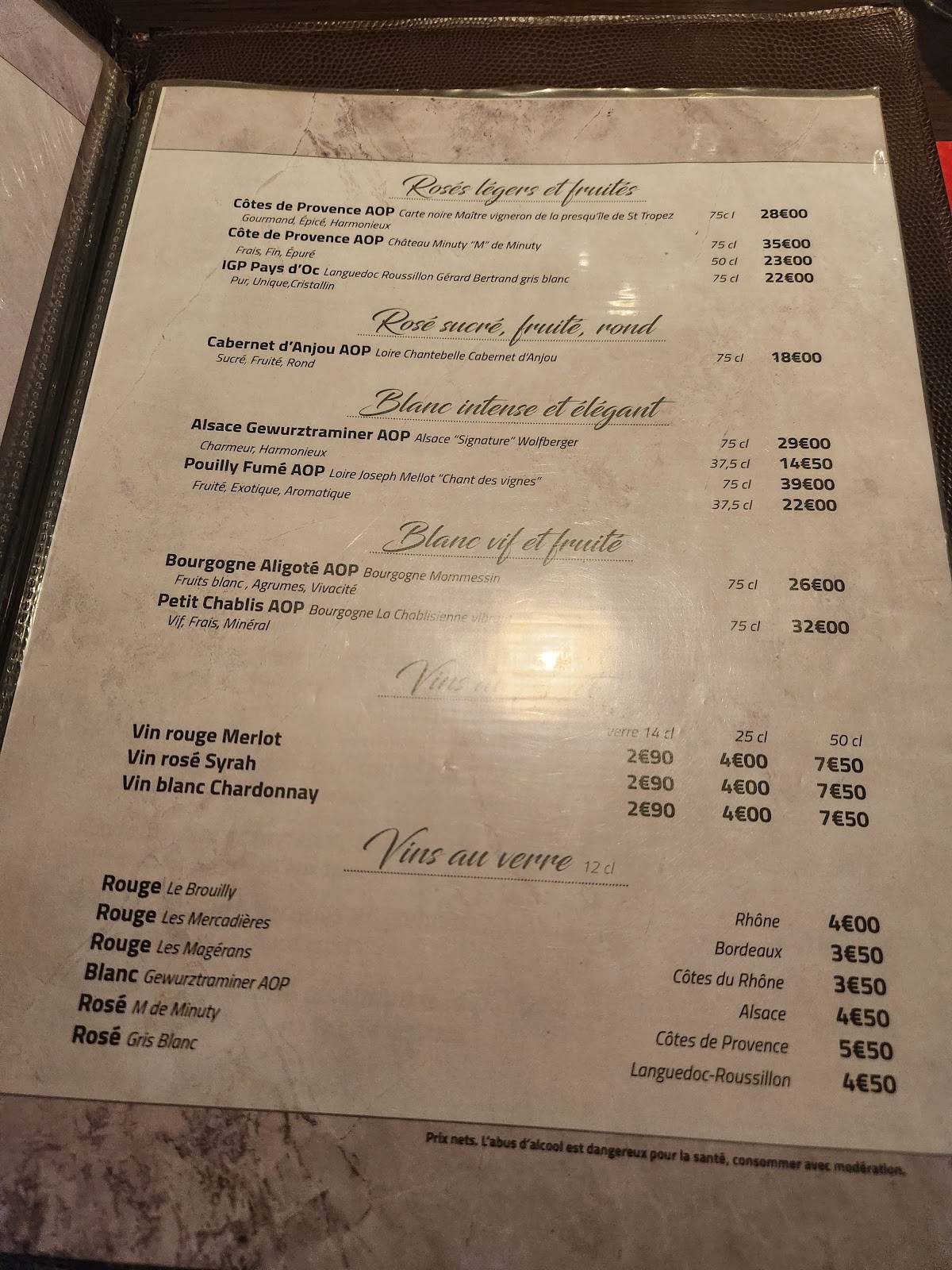 Menu de Le Cardinal