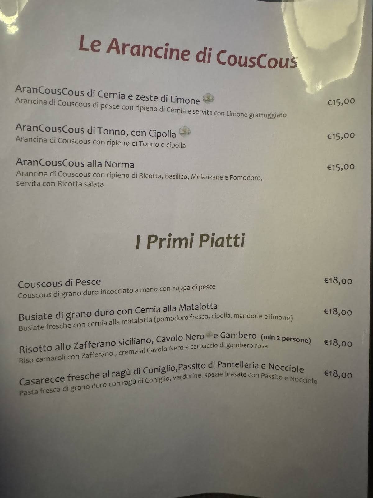 Menu di Le Lumie Ristorante 