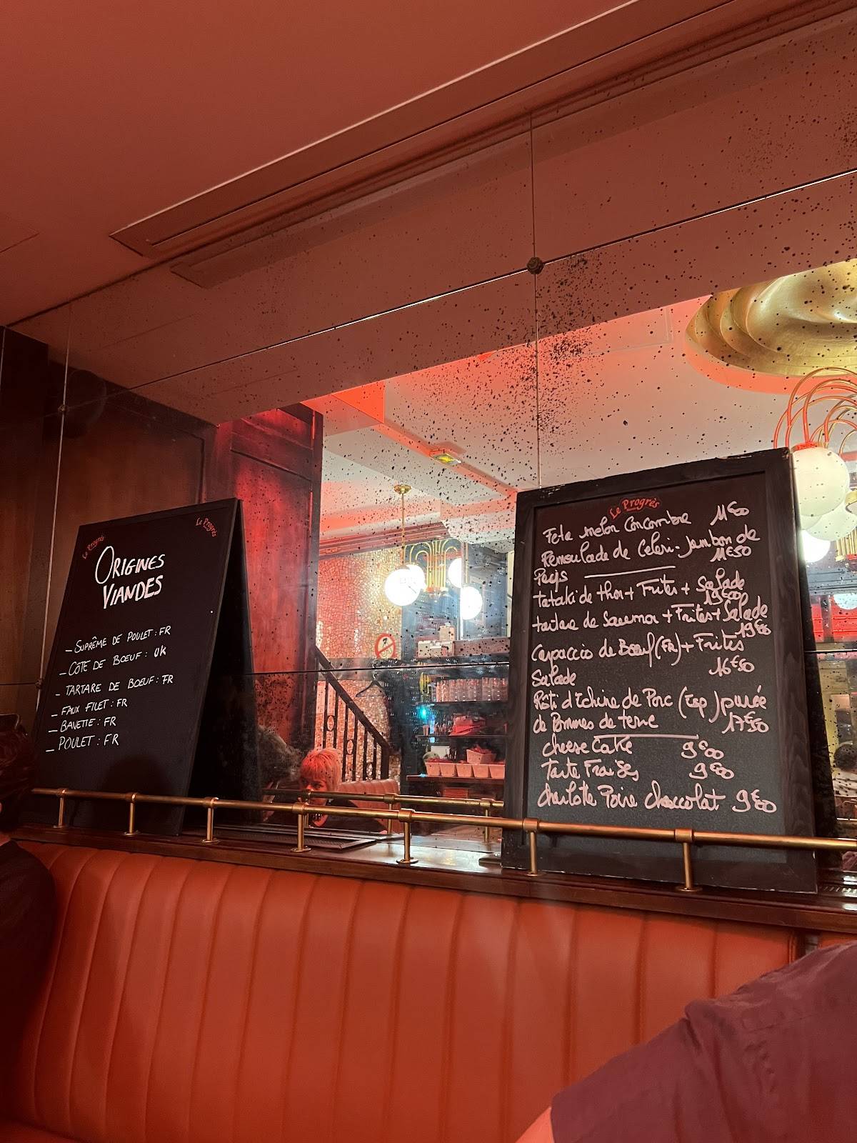 Menu de Le Progrès Marais