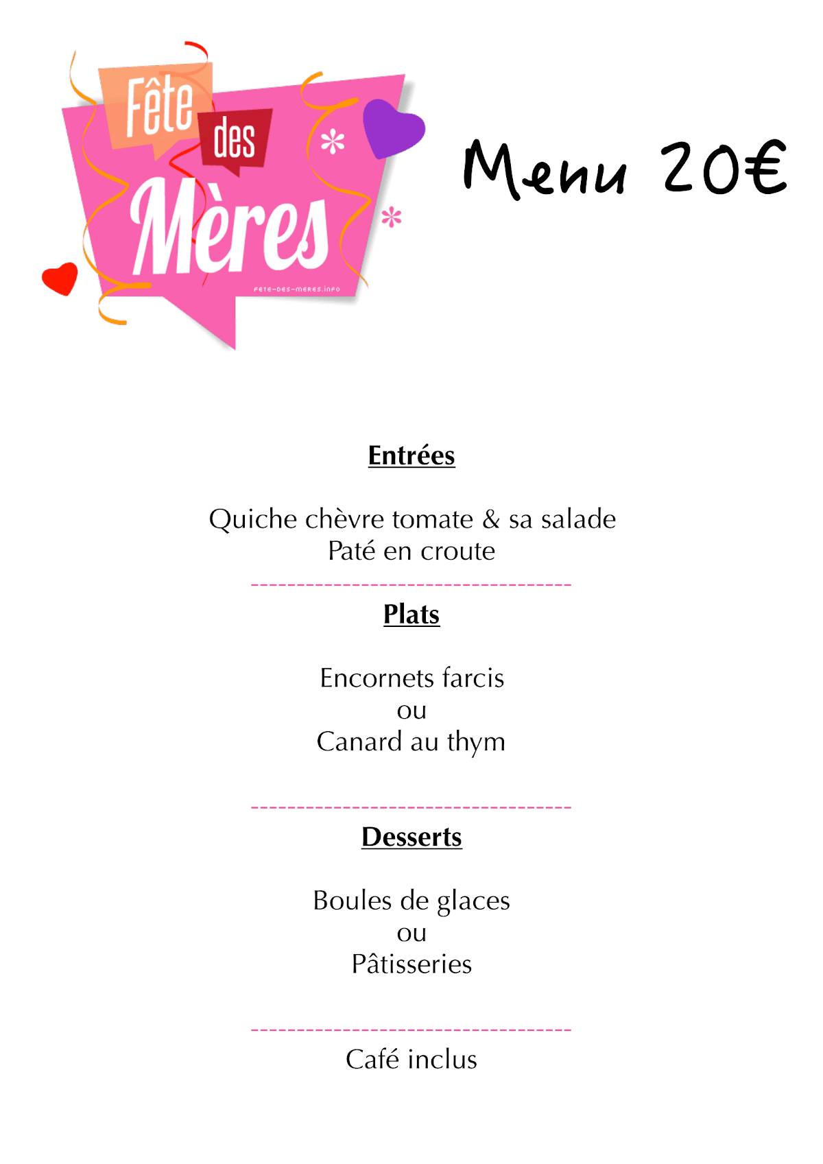 Menu de Le Saint Mathieu
