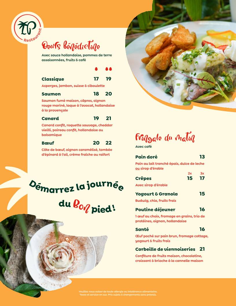 Menu de Les Palmes