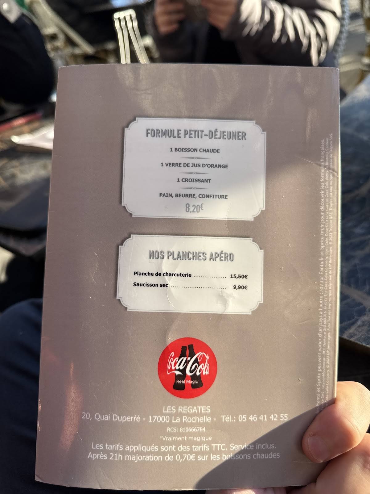 Menu de Les Régates