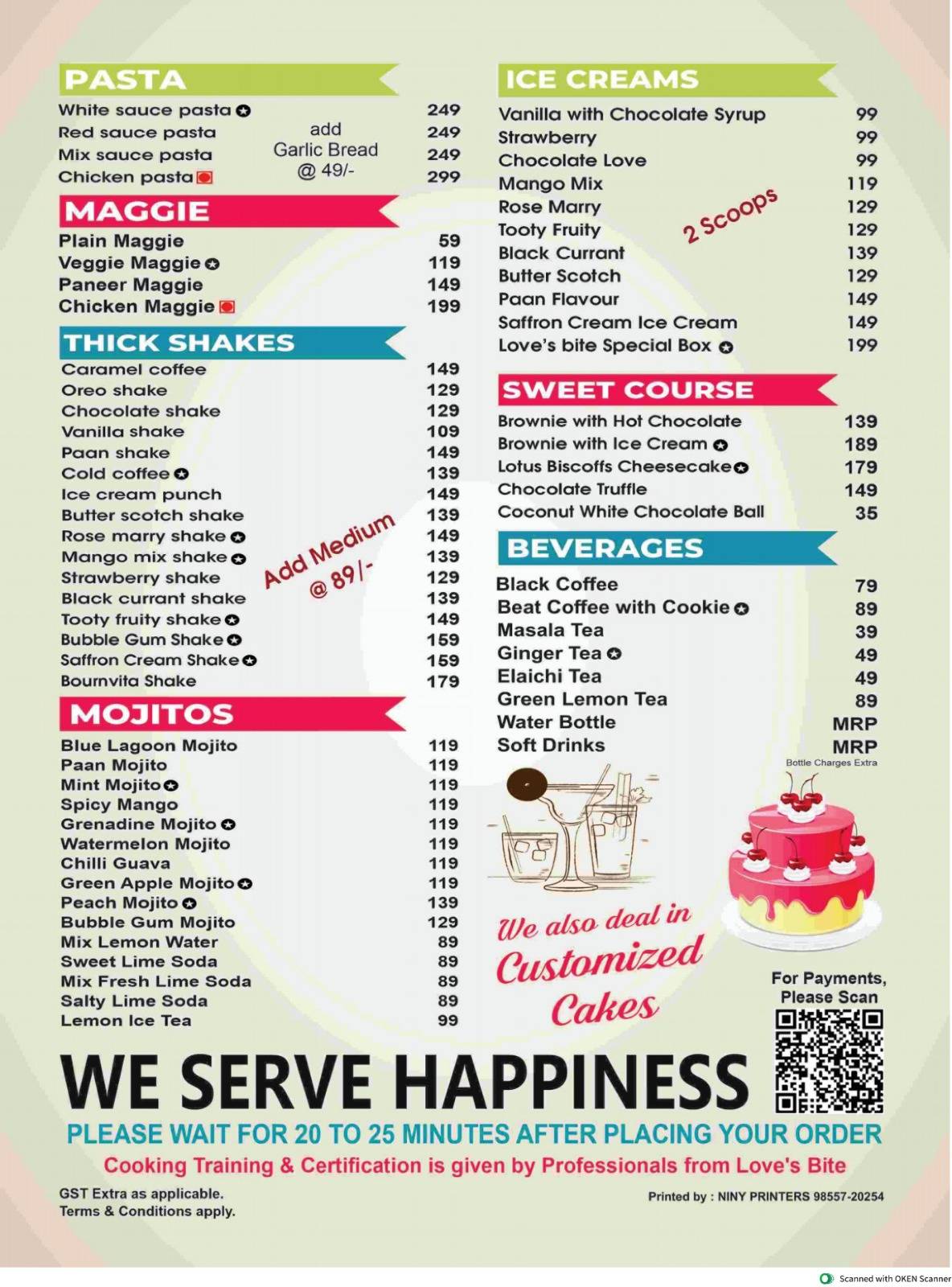 Love's Bite (Serve With Love) 24x7 Open Café I Restaurant menu
