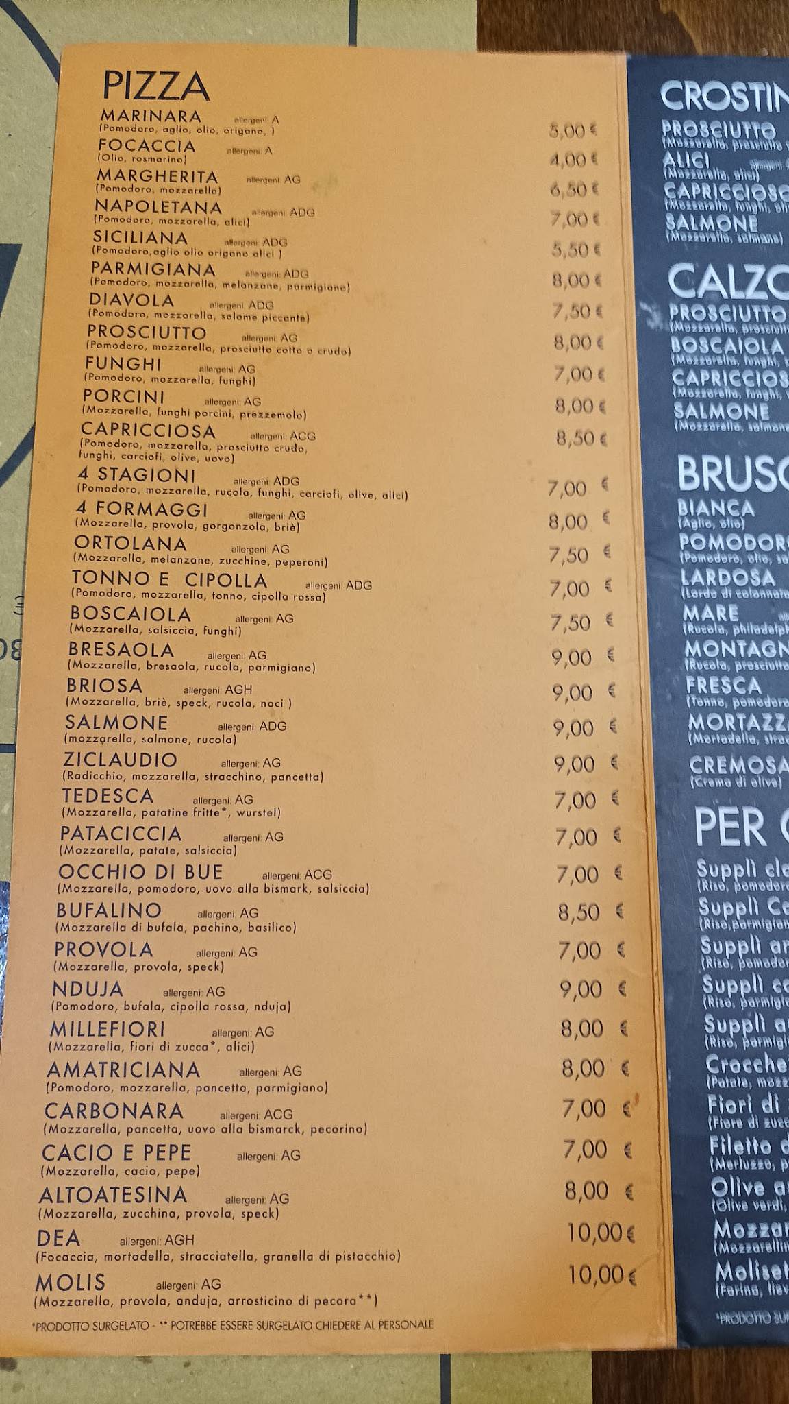 Menu di MOLIS Pizza e Arrosticini 