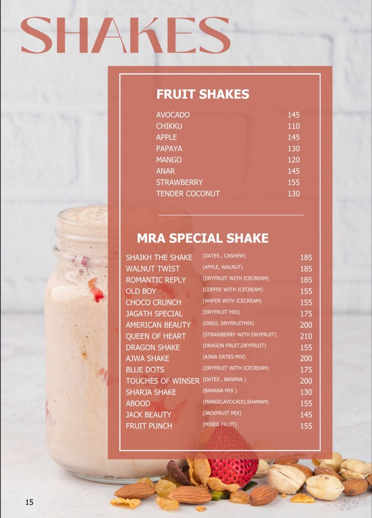 MRA Bakery & Restaurant Kozhikode menu