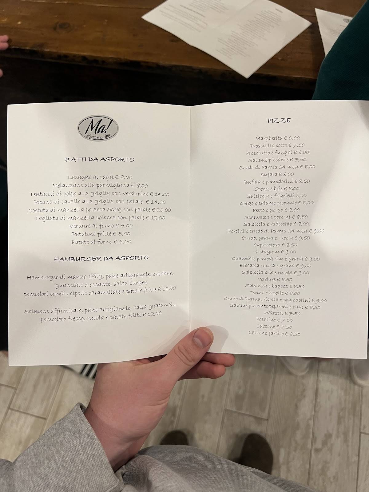 Menu di Ma! Pizza e cucina 