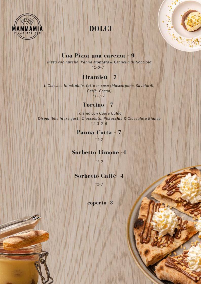 Menu di Mammamia Riccione 