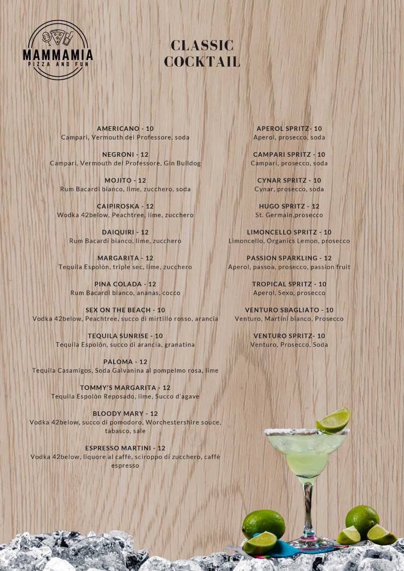 Menu di Mammamia Riccione 