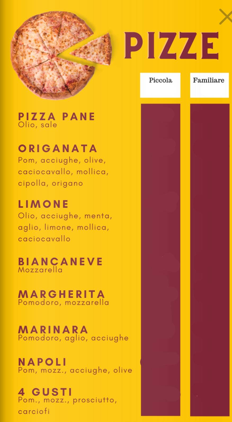 Menu di Manidas Pizzeria & Barbecue 