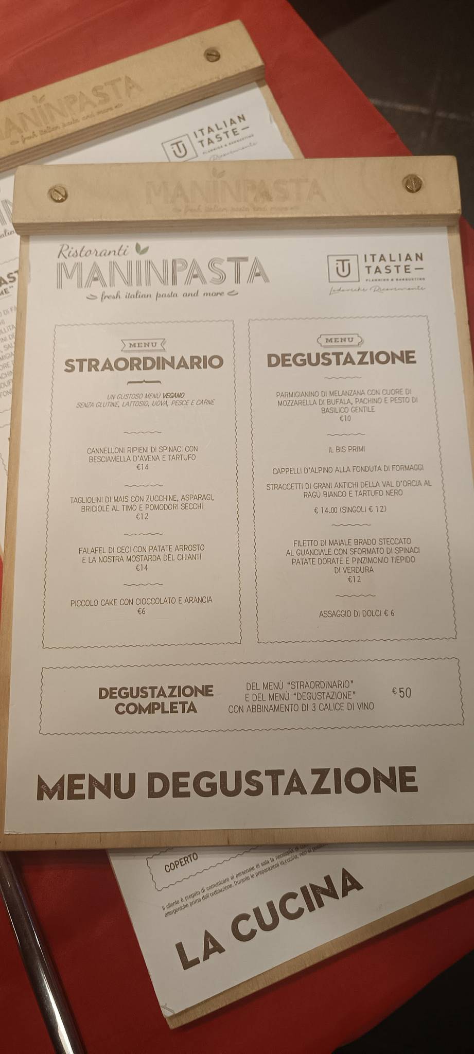 Menu di Maninpasta Saione 
