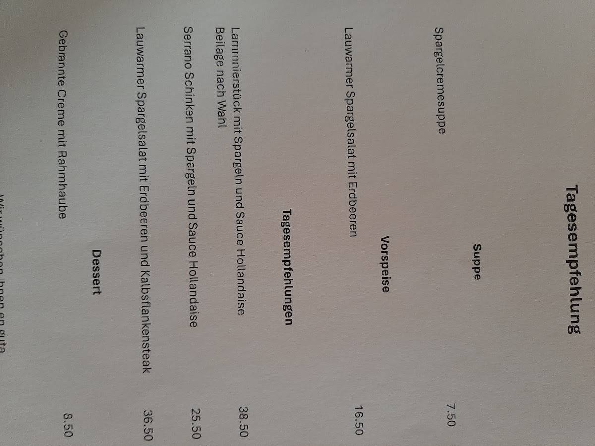 Menu di Restaurant Marktplatz Appenzell 