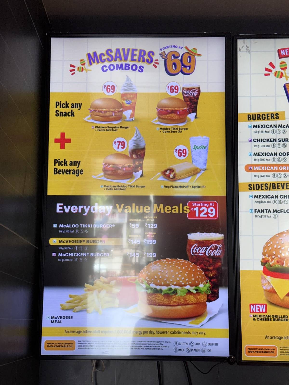 McDonald's menu