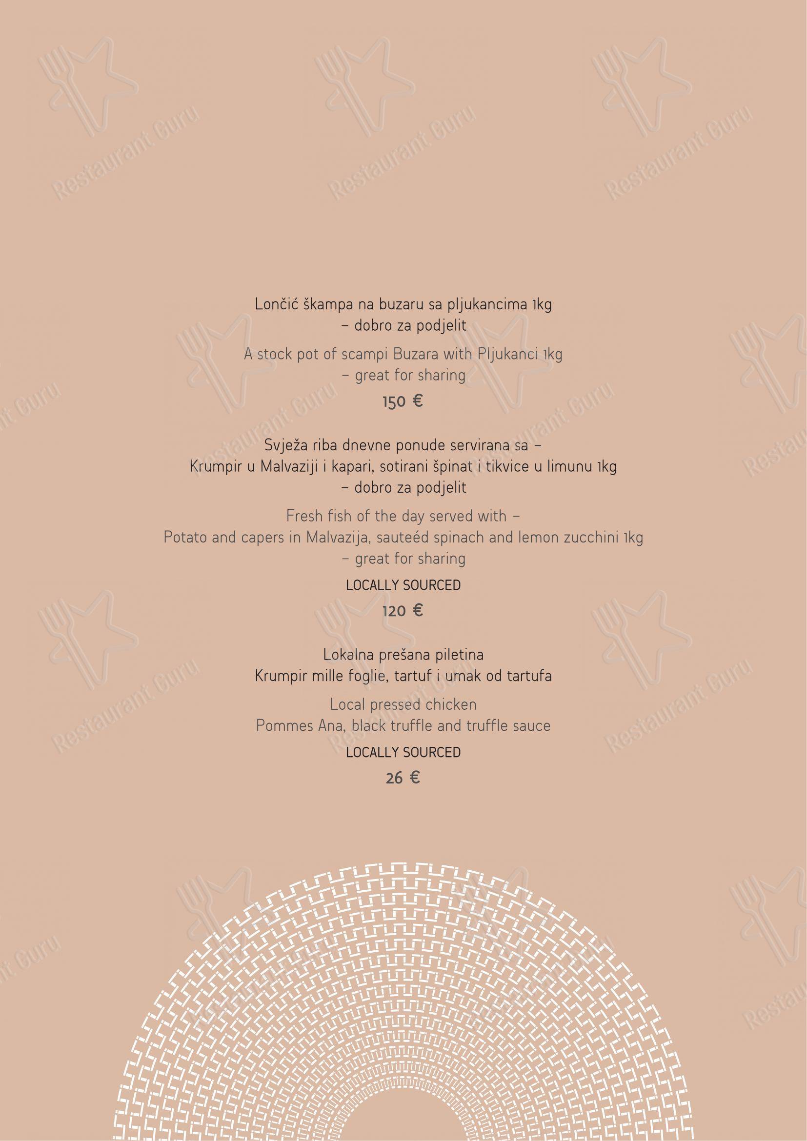 Menu bar per Restaurant Mediterraneo in Rovigno