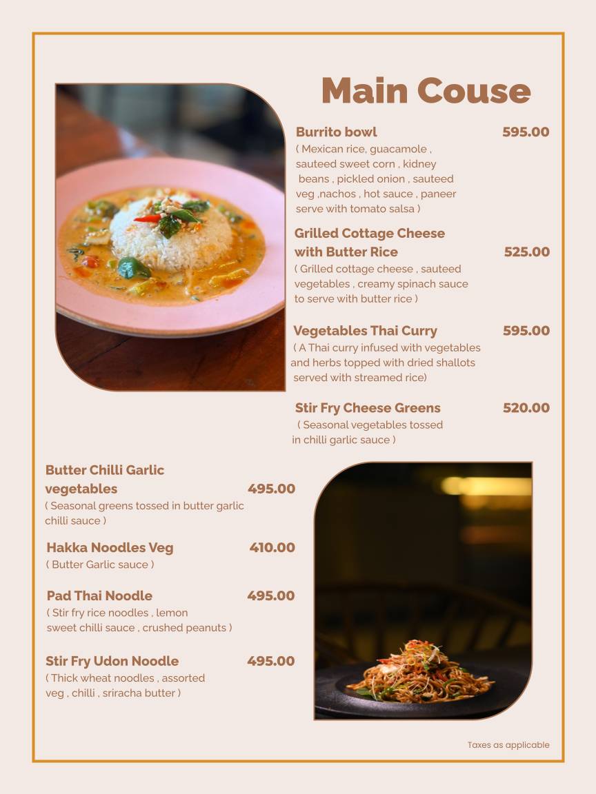 Meraki and Company menu
