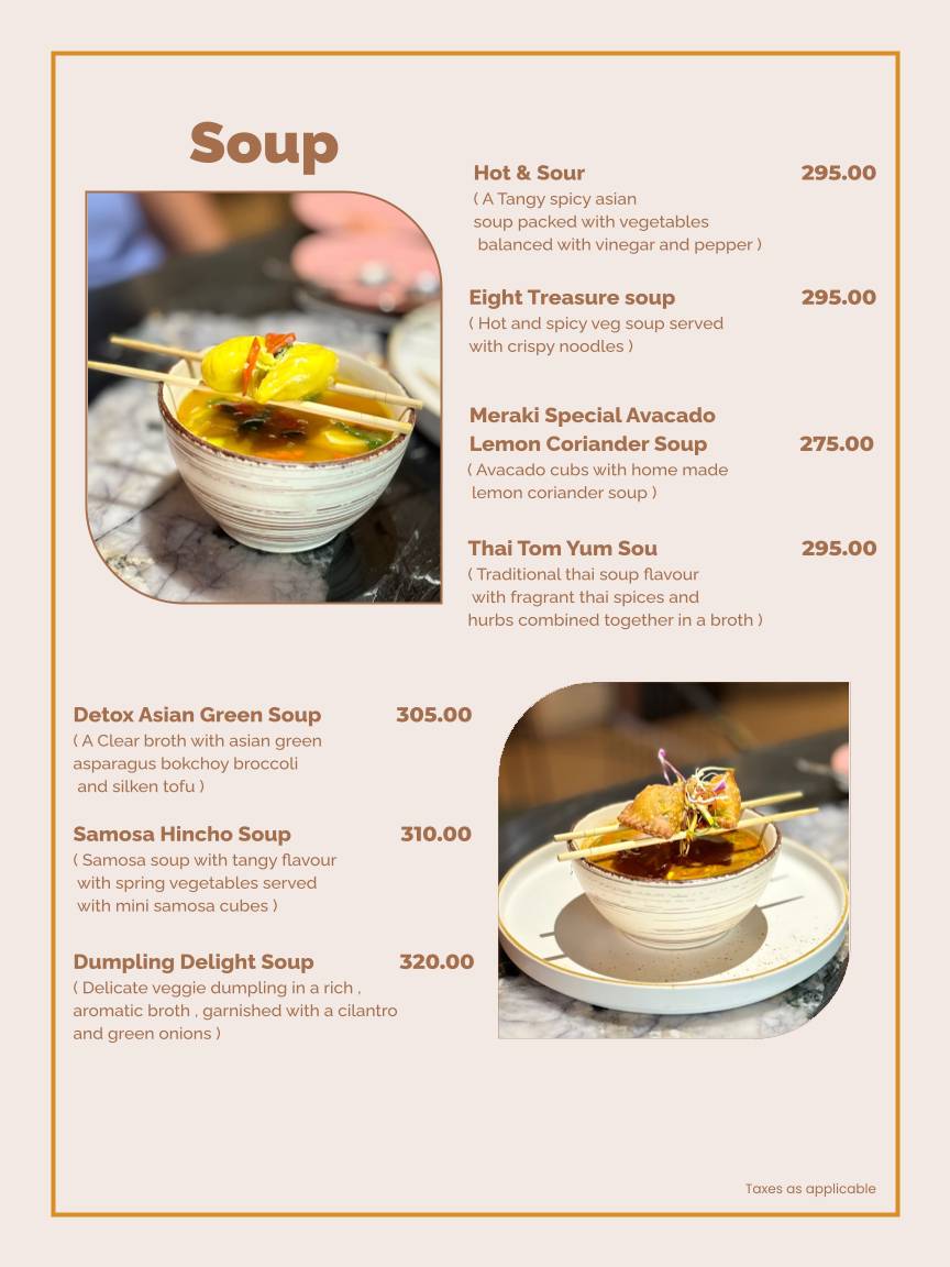 Meraki and Company menu