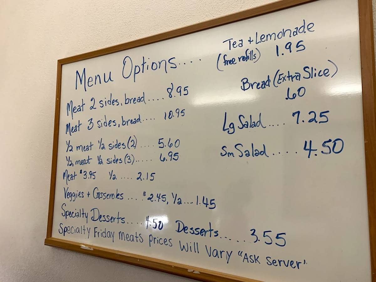Menu at Miller's Bread Basket restaurant, Blackville