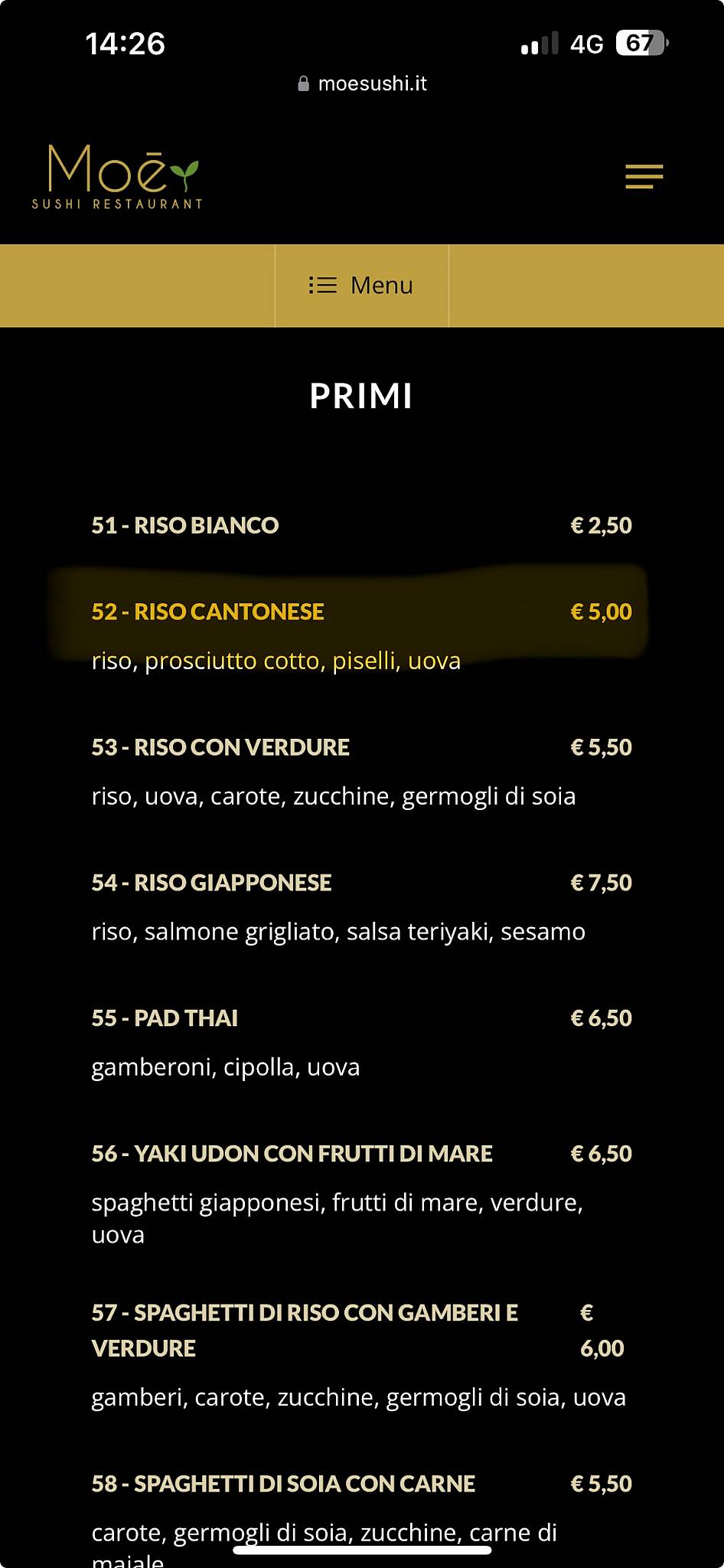 Menu di Moè - Sushi Restaurant 