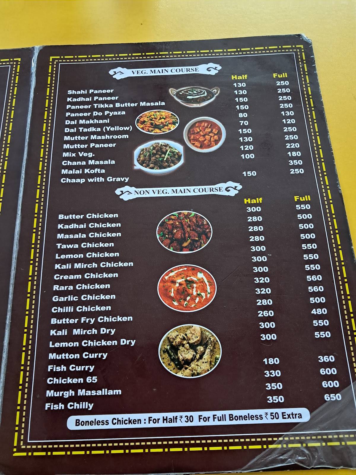 Mohan chicken menu