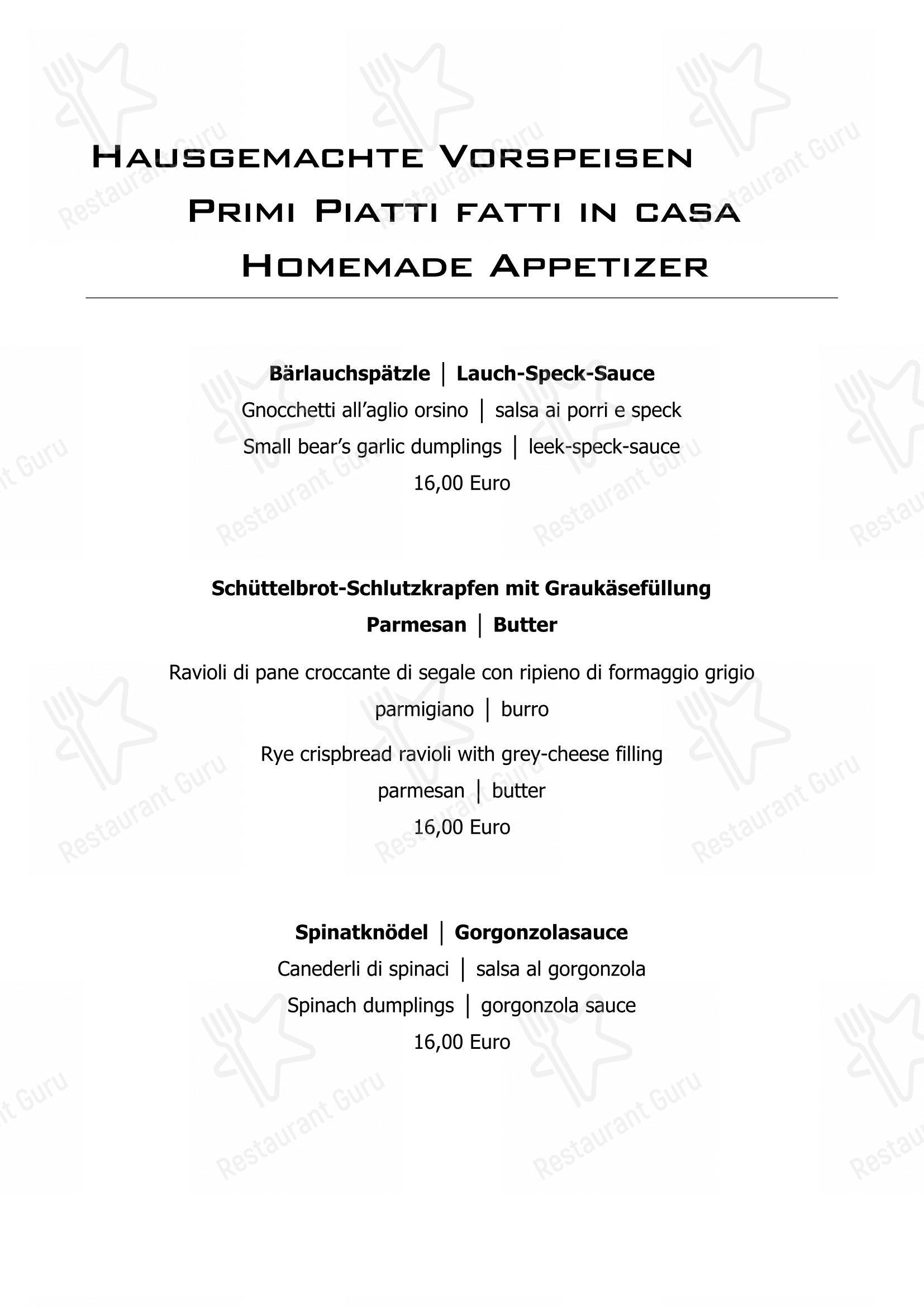 Restaurant Mondschein in Sesto - Menu