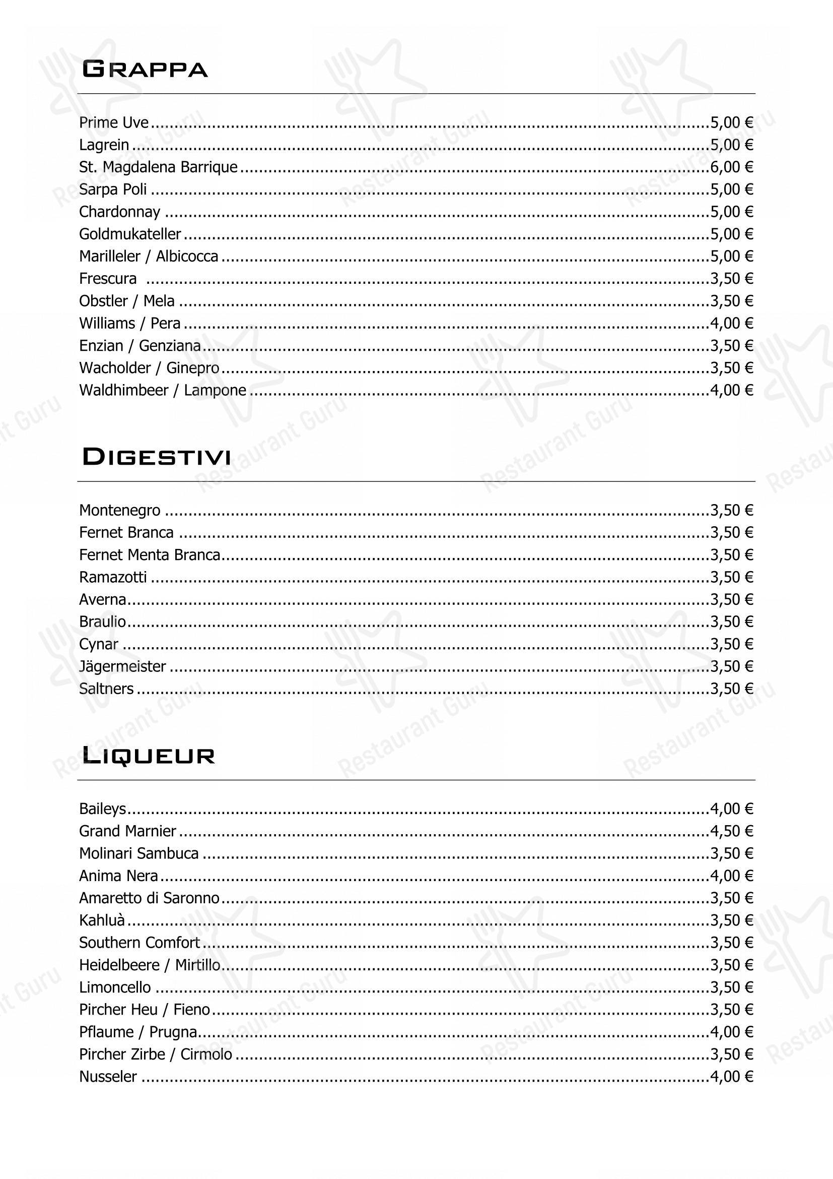 Restaurant Mondschein in Sesto - 菜单