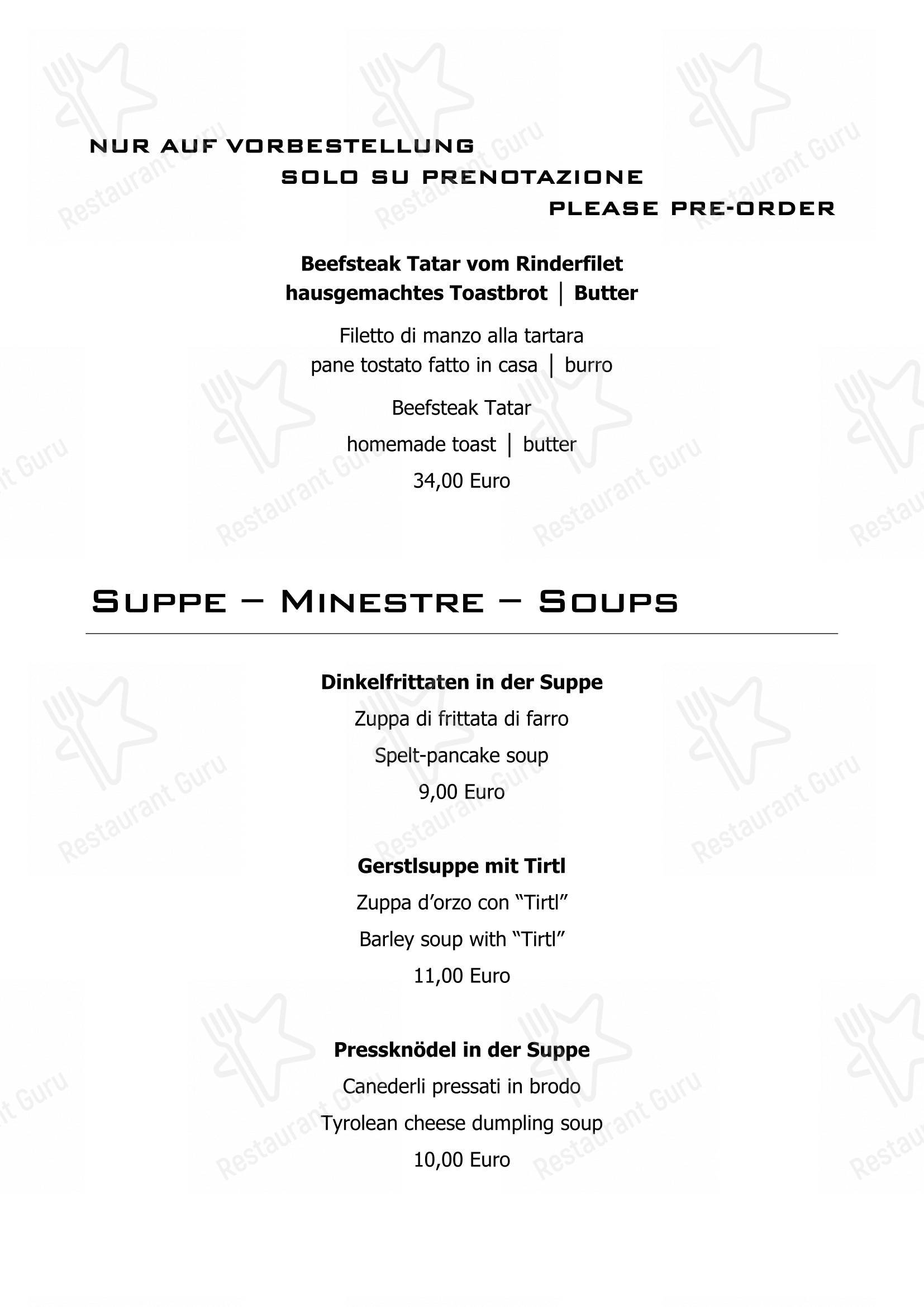 Menu per Restaurant Mondschein in Sesto