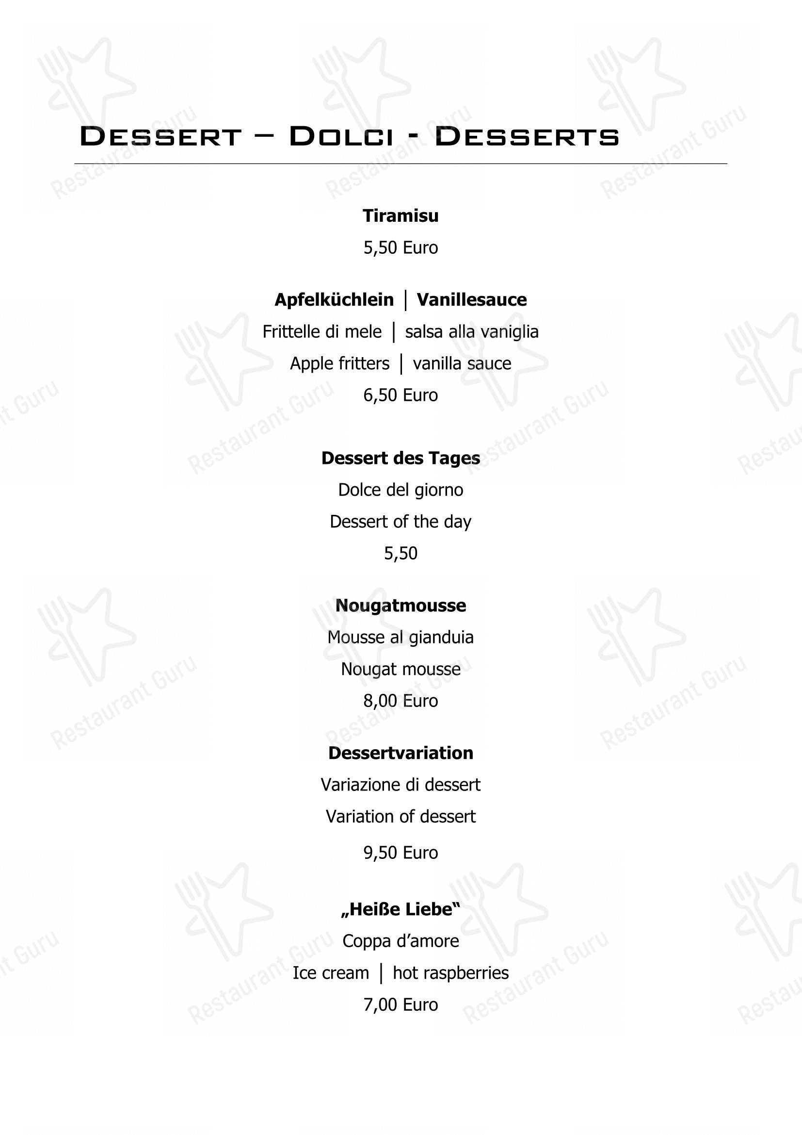 菜单 per Restaurant Mondschein ristorante