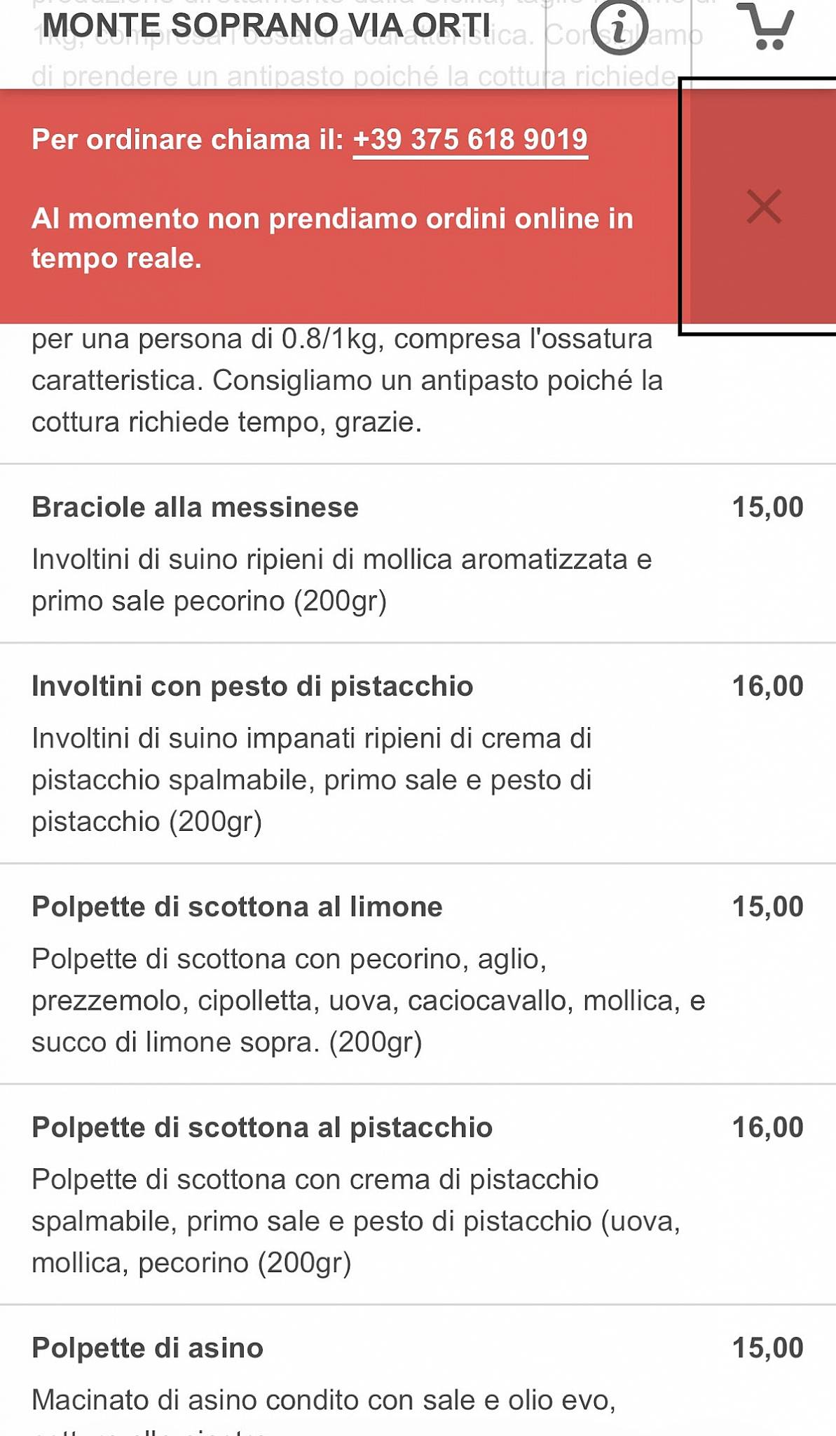 Menu di MonteSoprano (Via Orti) 