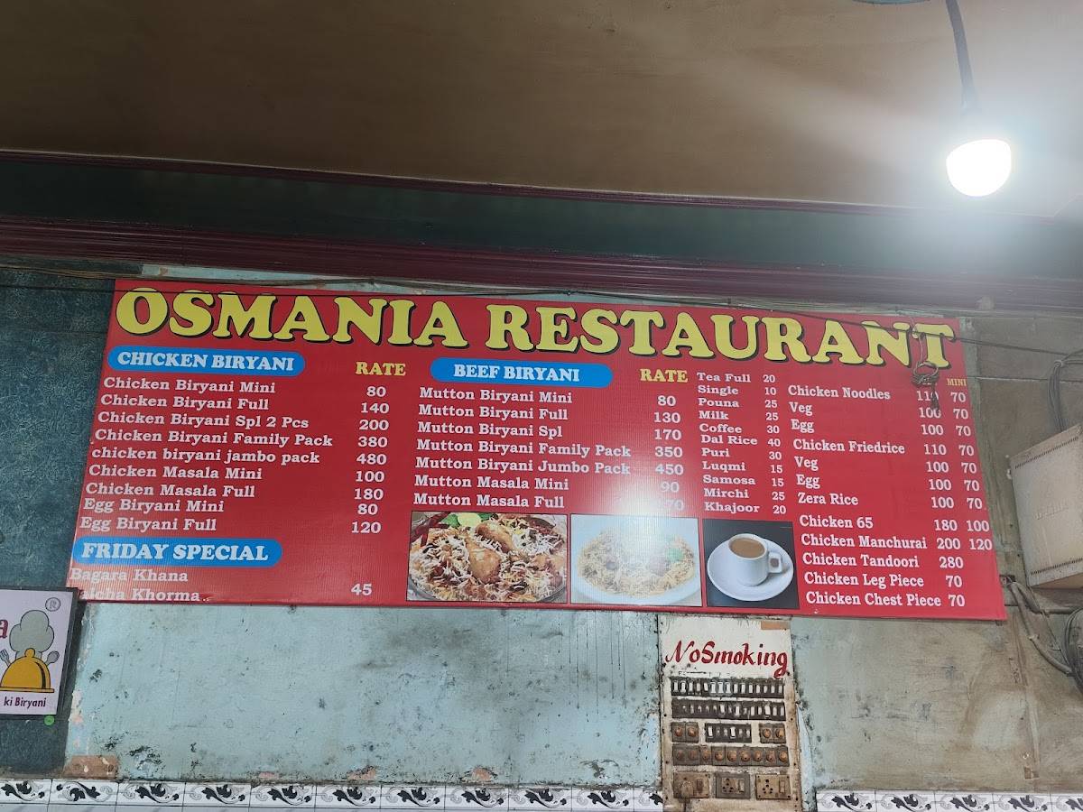 New Osmania Restaurant & Bakery menu