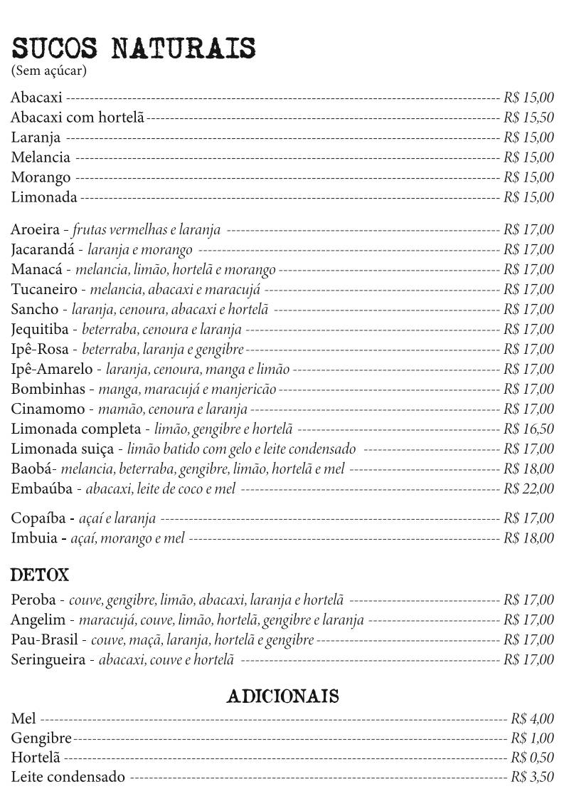 Orgânica cardápio