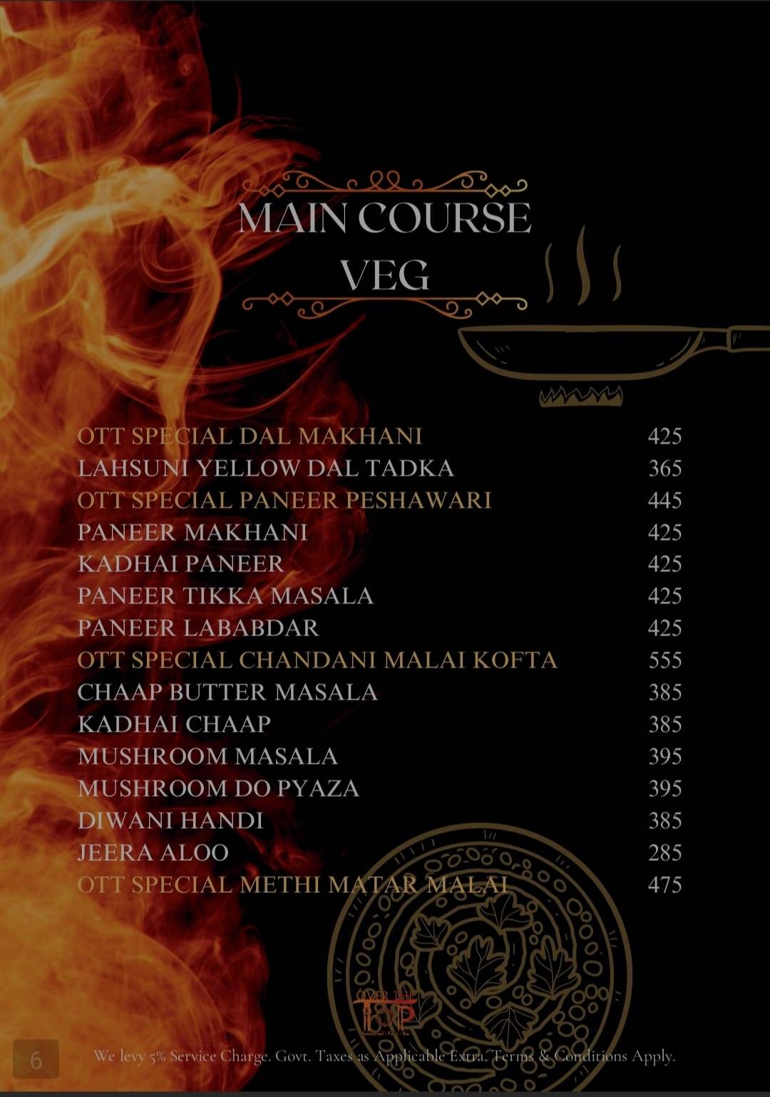 Over The Top Restaurant & BAR- Janakpuri menu
