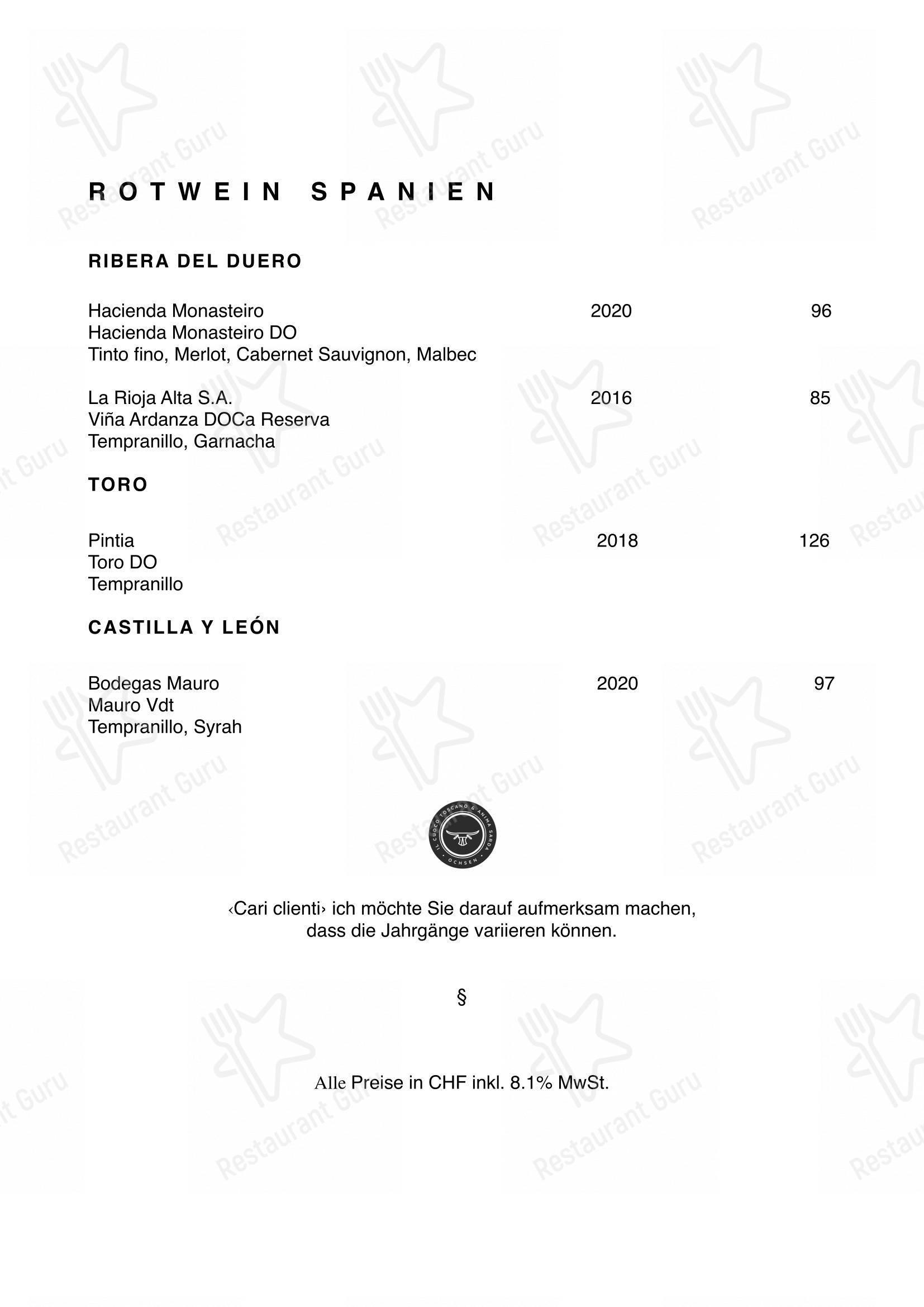 Крафт меню per Restaurant Oxen ristorante