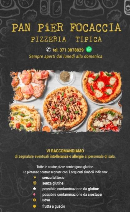 Menu di PAN PiER FOCACCIA 