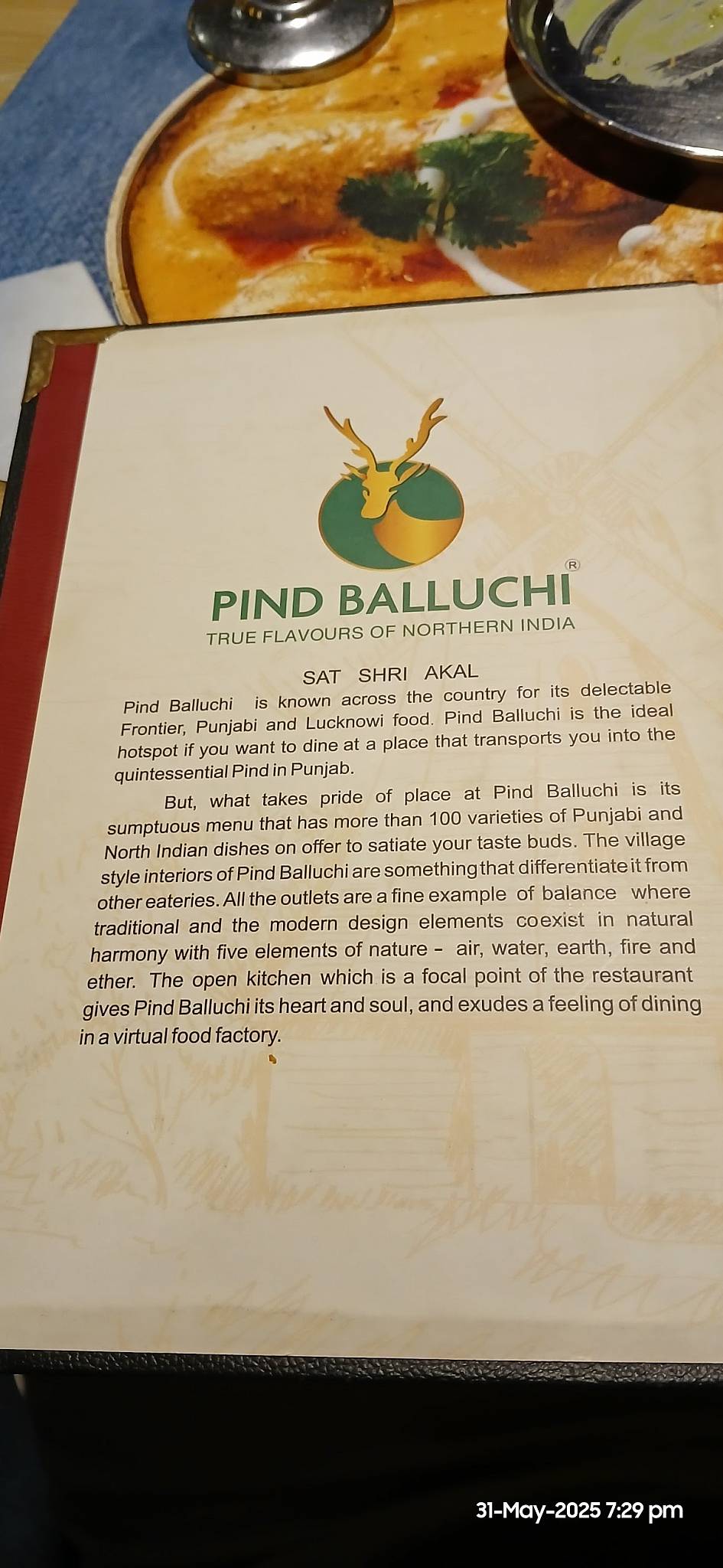 PIND BALLUCHI A VILLAGE RESTAURANT menu
