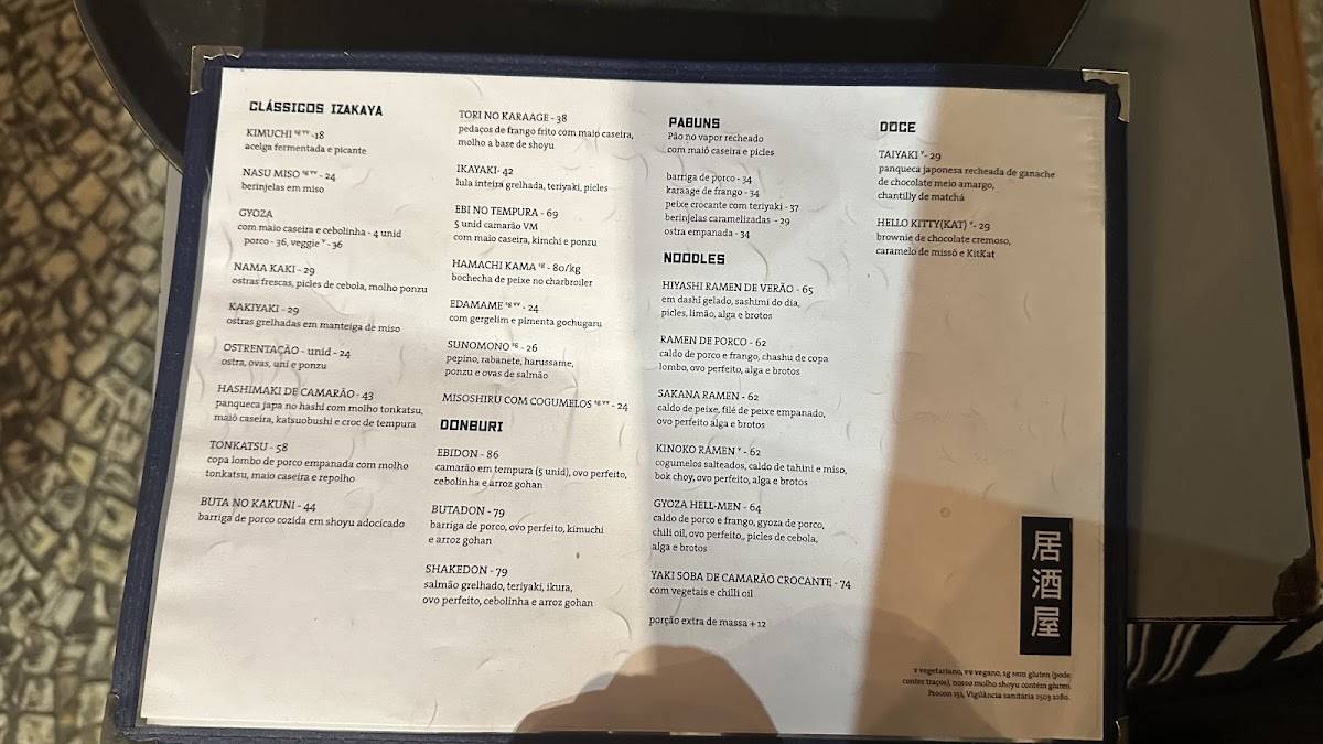 Pabu Izakaya cardápio