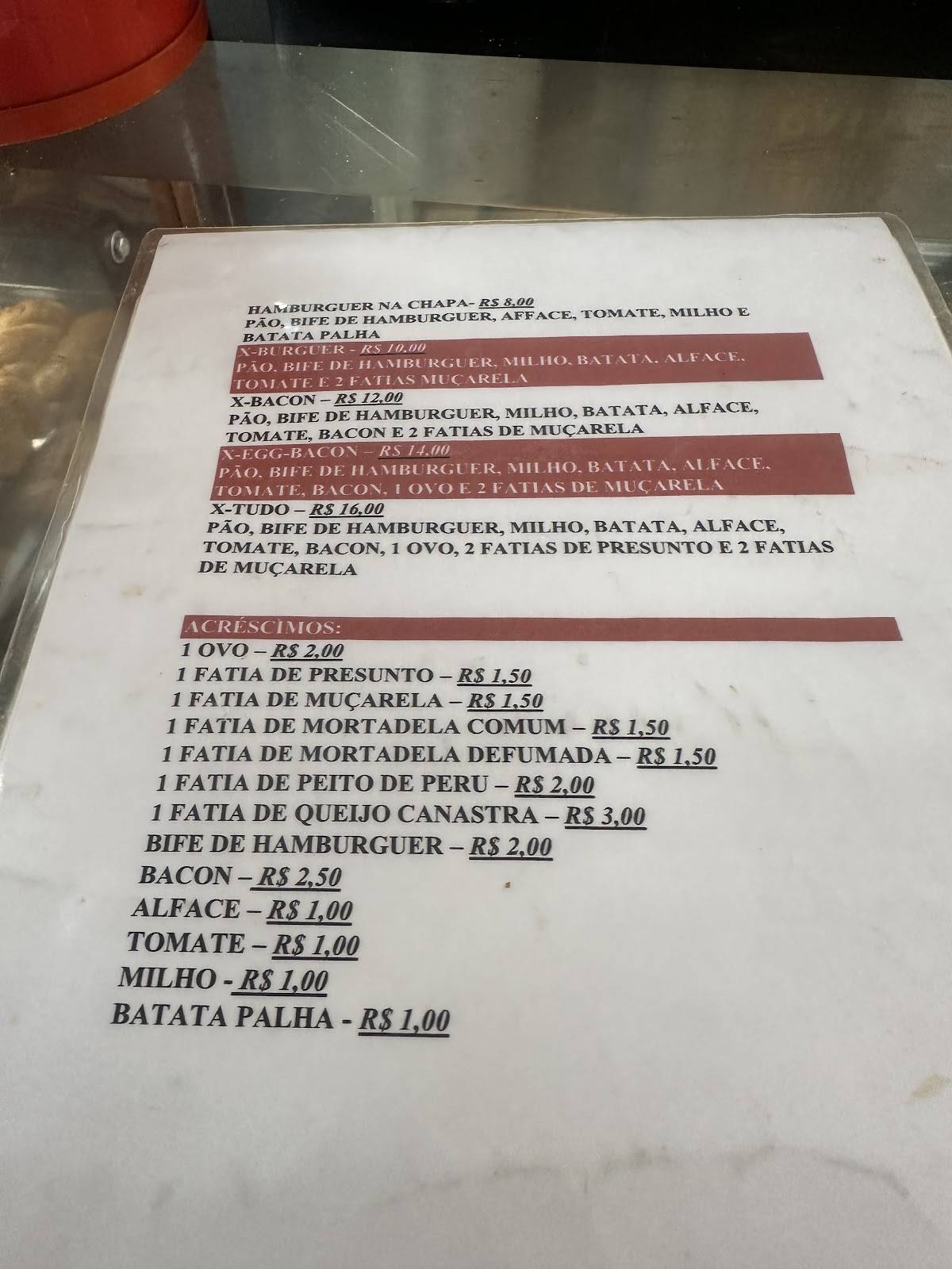 Padaria Capital cardápio