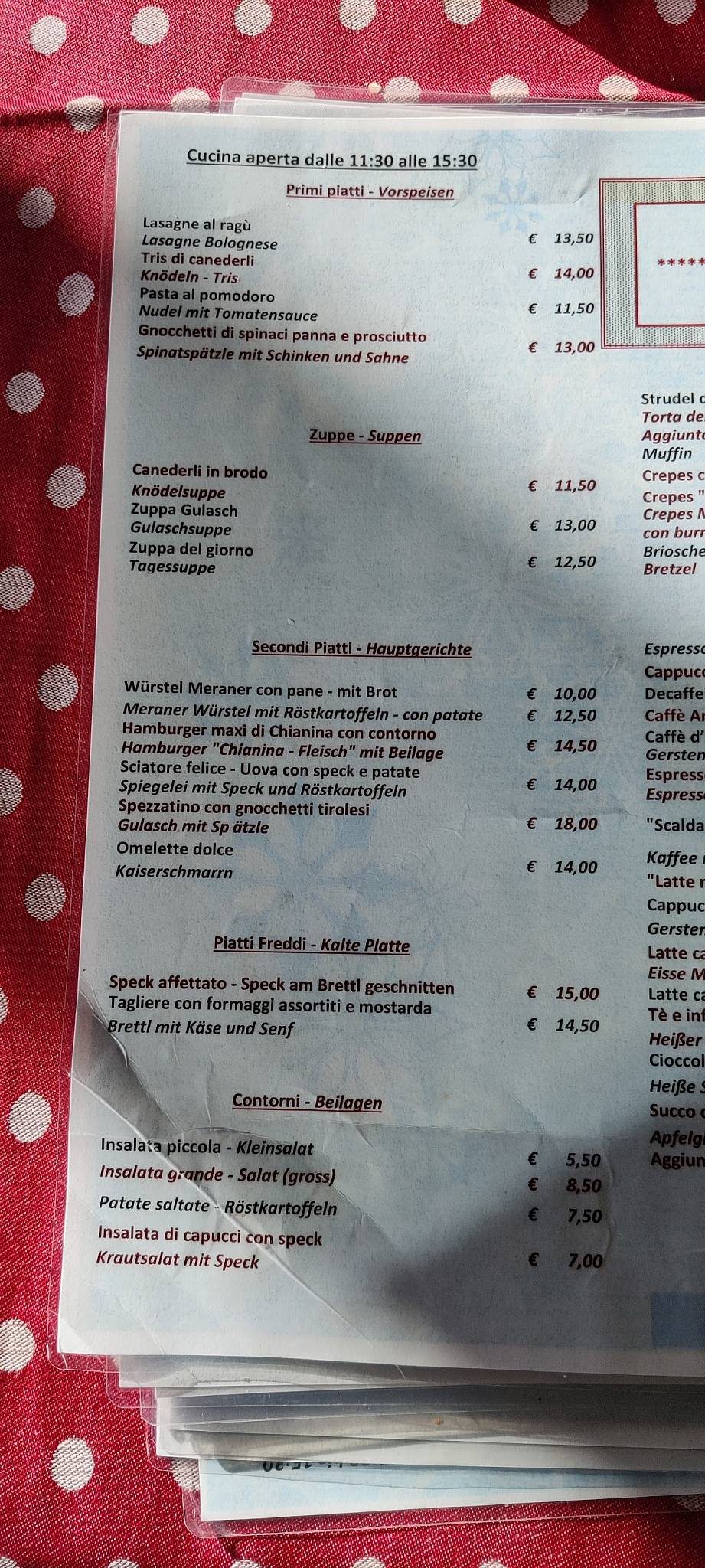 Menu di Panorama Bistro Meran 2000 