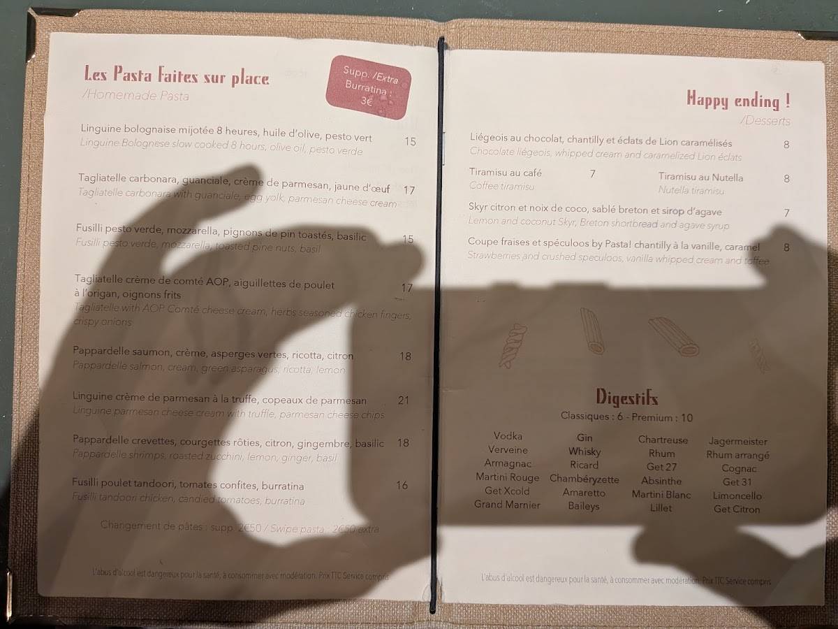 Menu de Pasta!