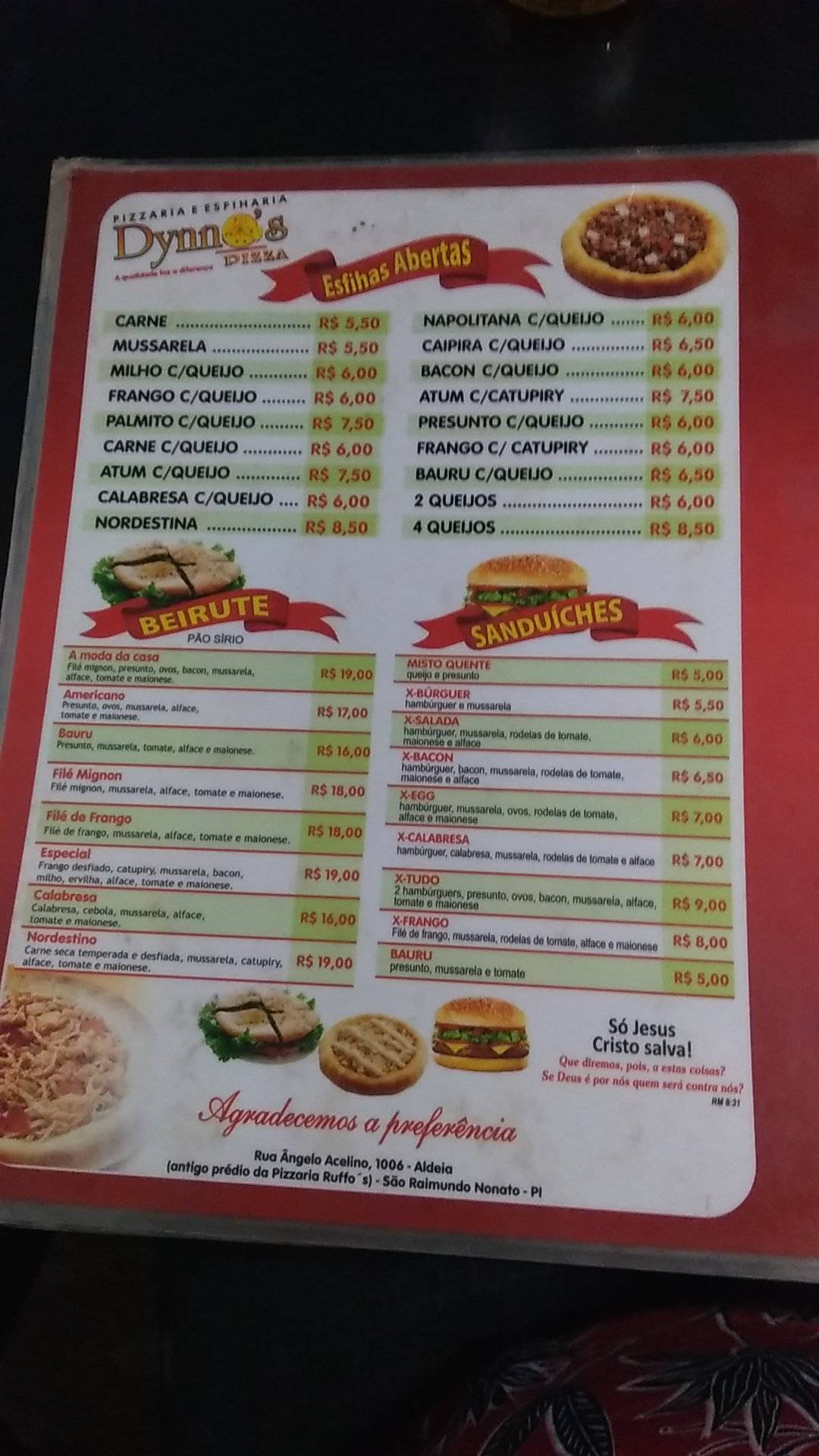 Paulinho Pizzaria cardápio